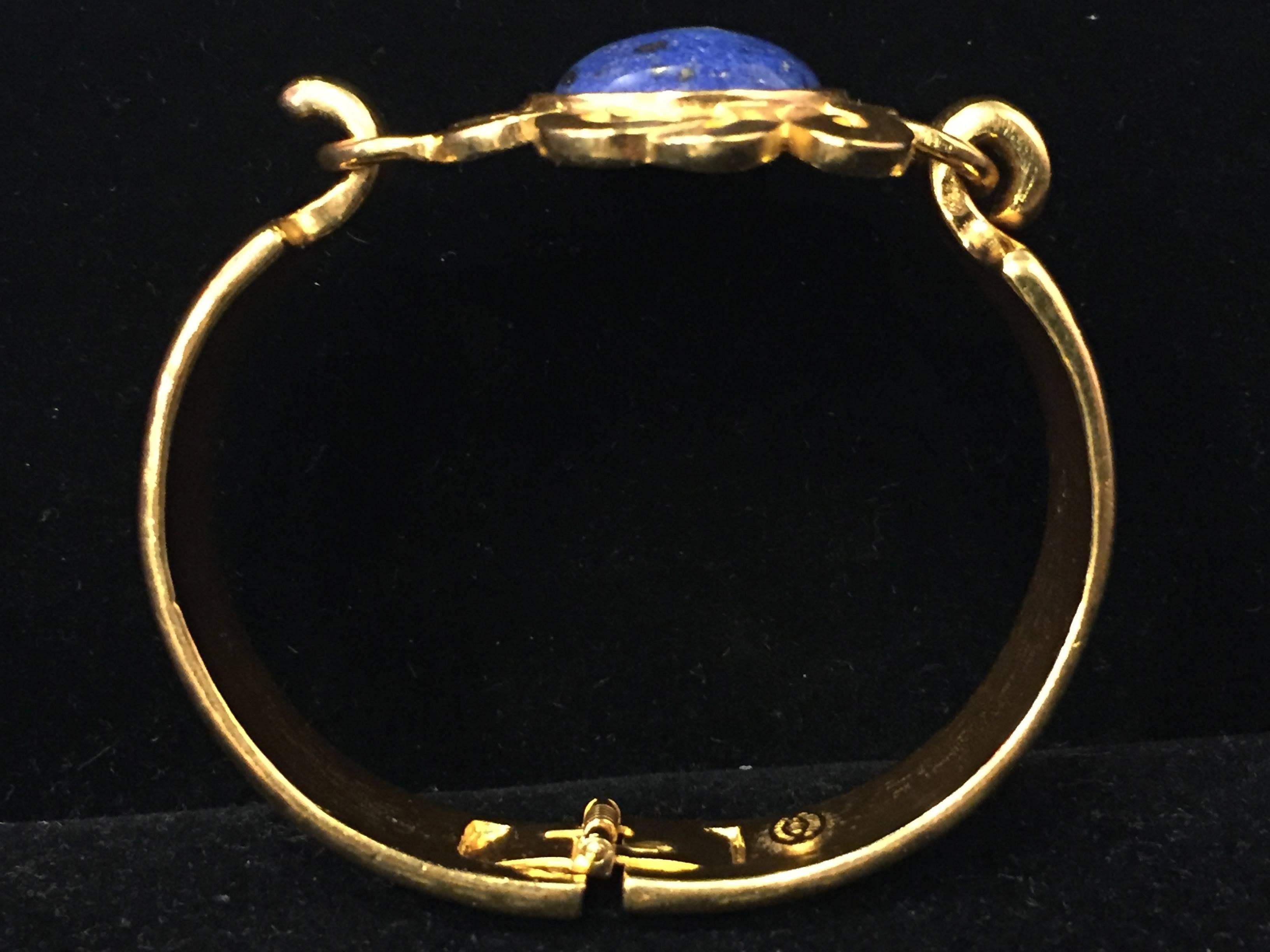 1997 Gold-Tone Hinged Lapis Lazuli 