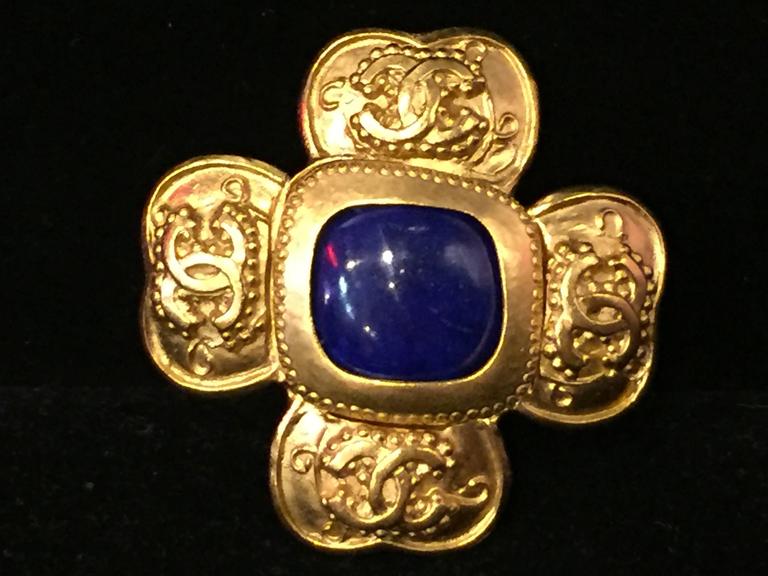 1998 Chanel Gold - Tone and Cobalt Gripoix 