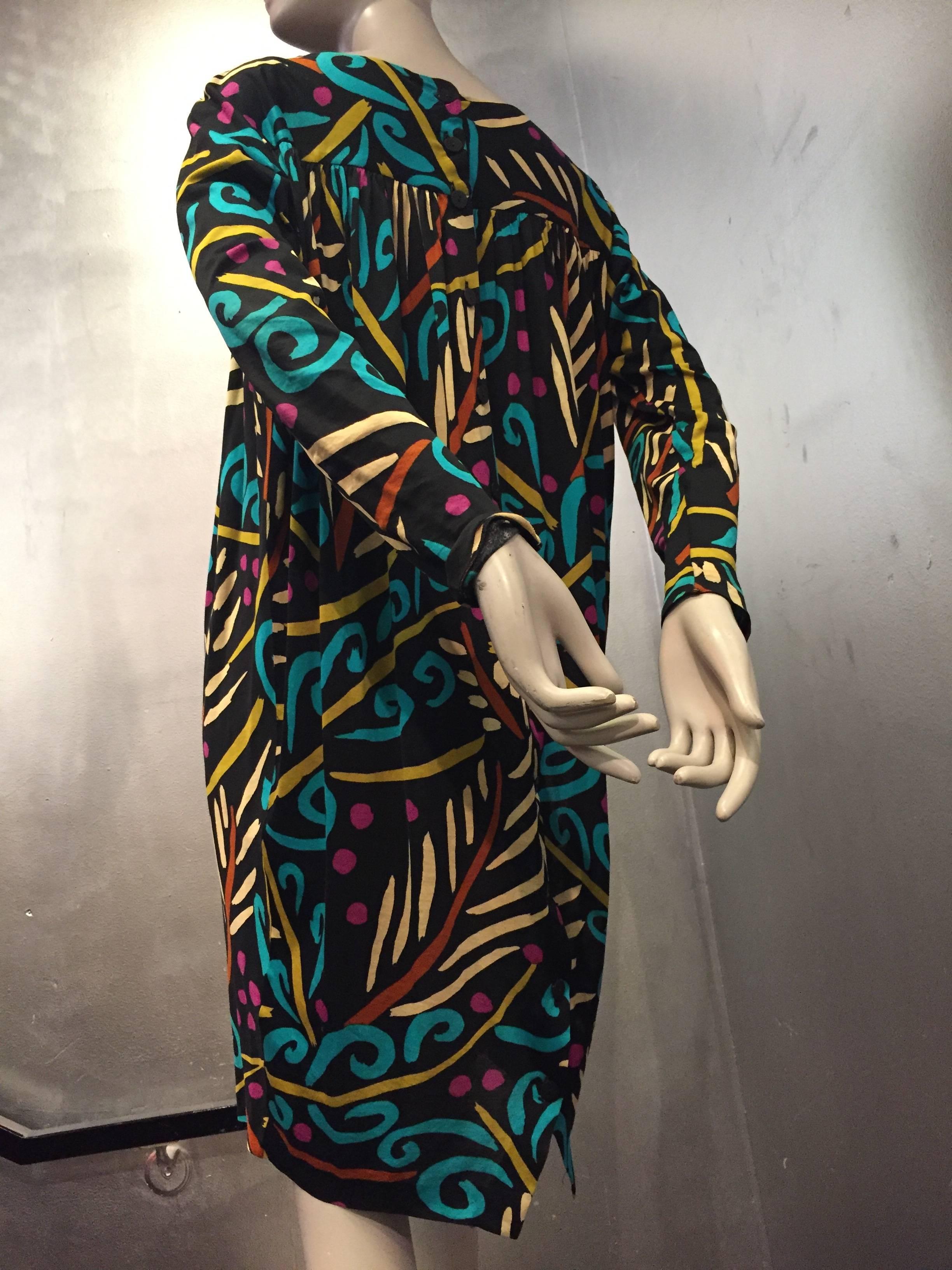 Women's 1980s Missoni Fine Cotton Jersey Boldly Patterned Smock Dress
