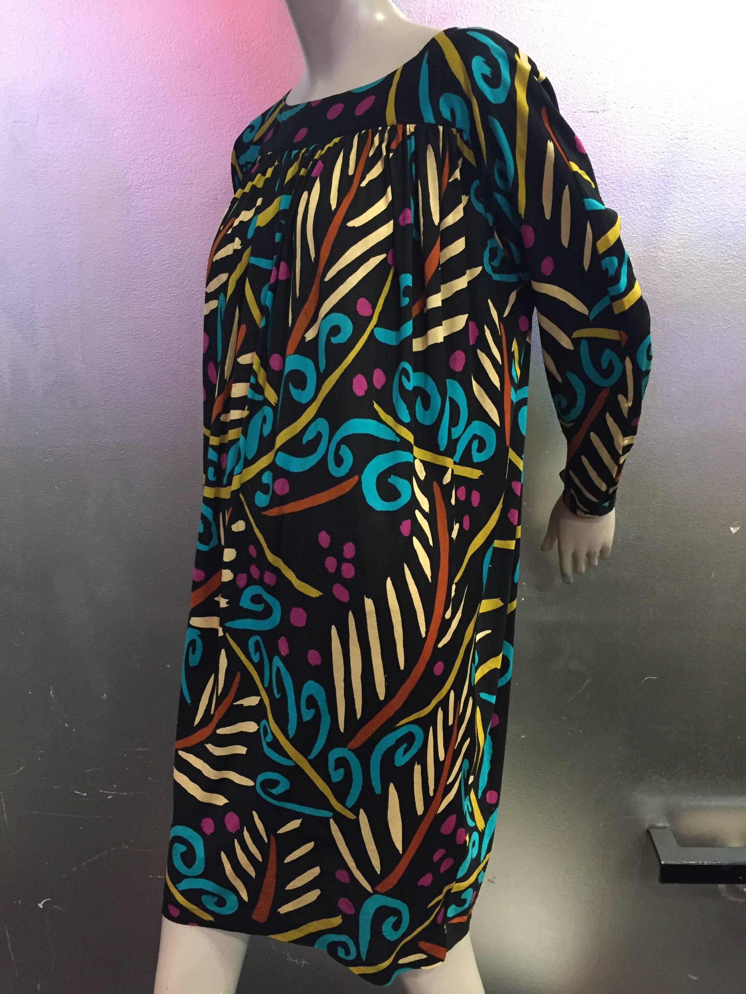 1980s Missoni Fine Cotton Jersey Boldly Patterned Smock Dress 1