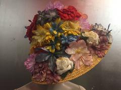 1960's Italian Straw Flower Pot Hat