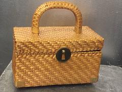 1960's Koret Golden Wicker Box Bag w/ Gold Hardware