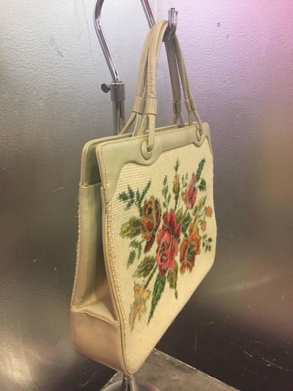 Vintage 1950s Rose Tapestry Hand Bag main image 1