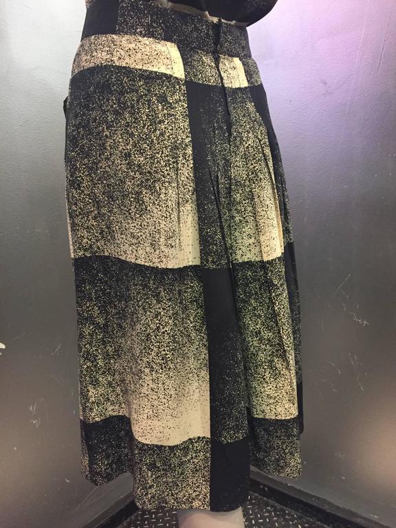 1980's Chloe Black and White Silk Print Ascot Blouse and Midi Skirt For ...