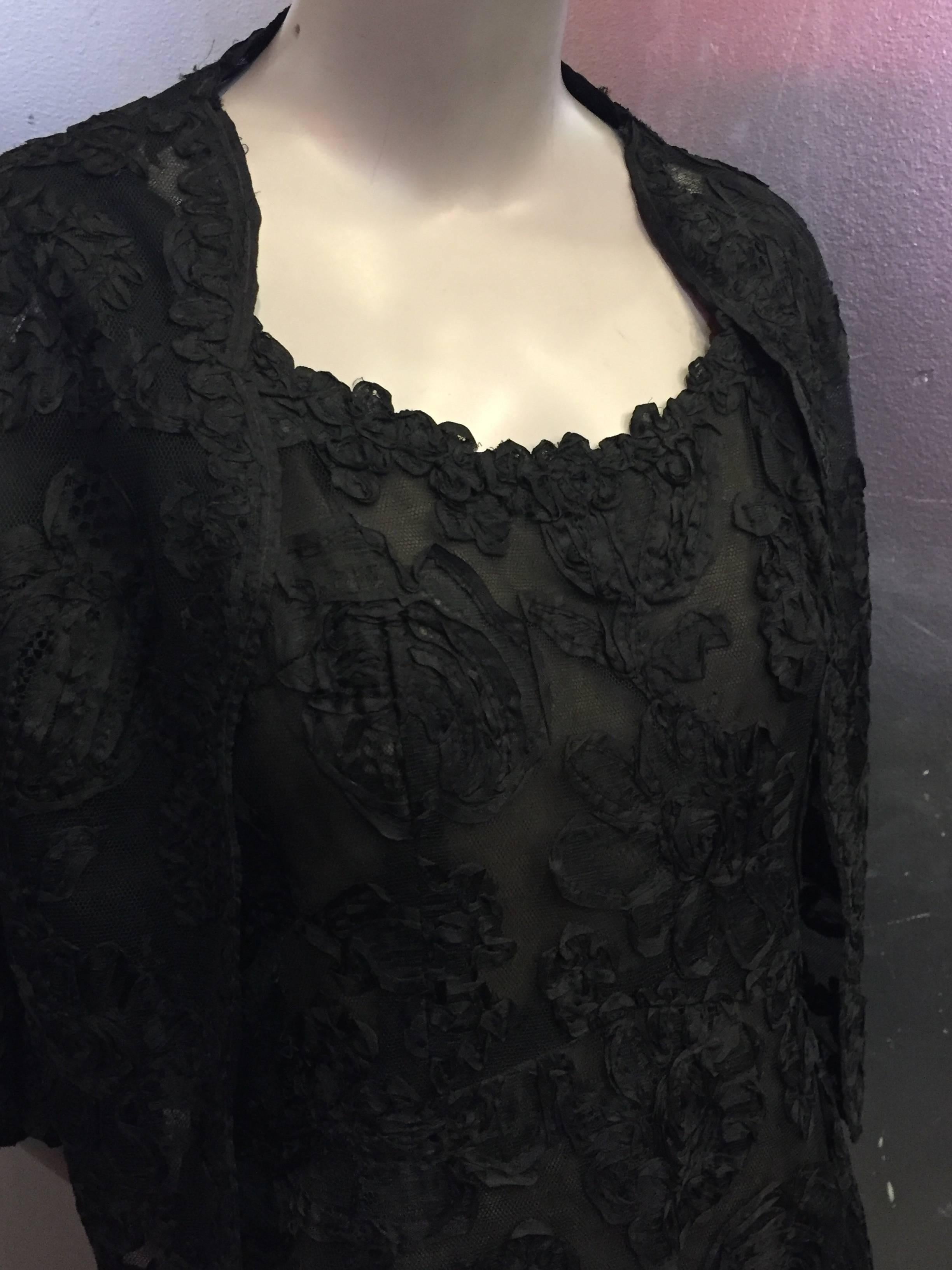 1961 Christian Dior Numbered Couture Black Lace Ensemble  1