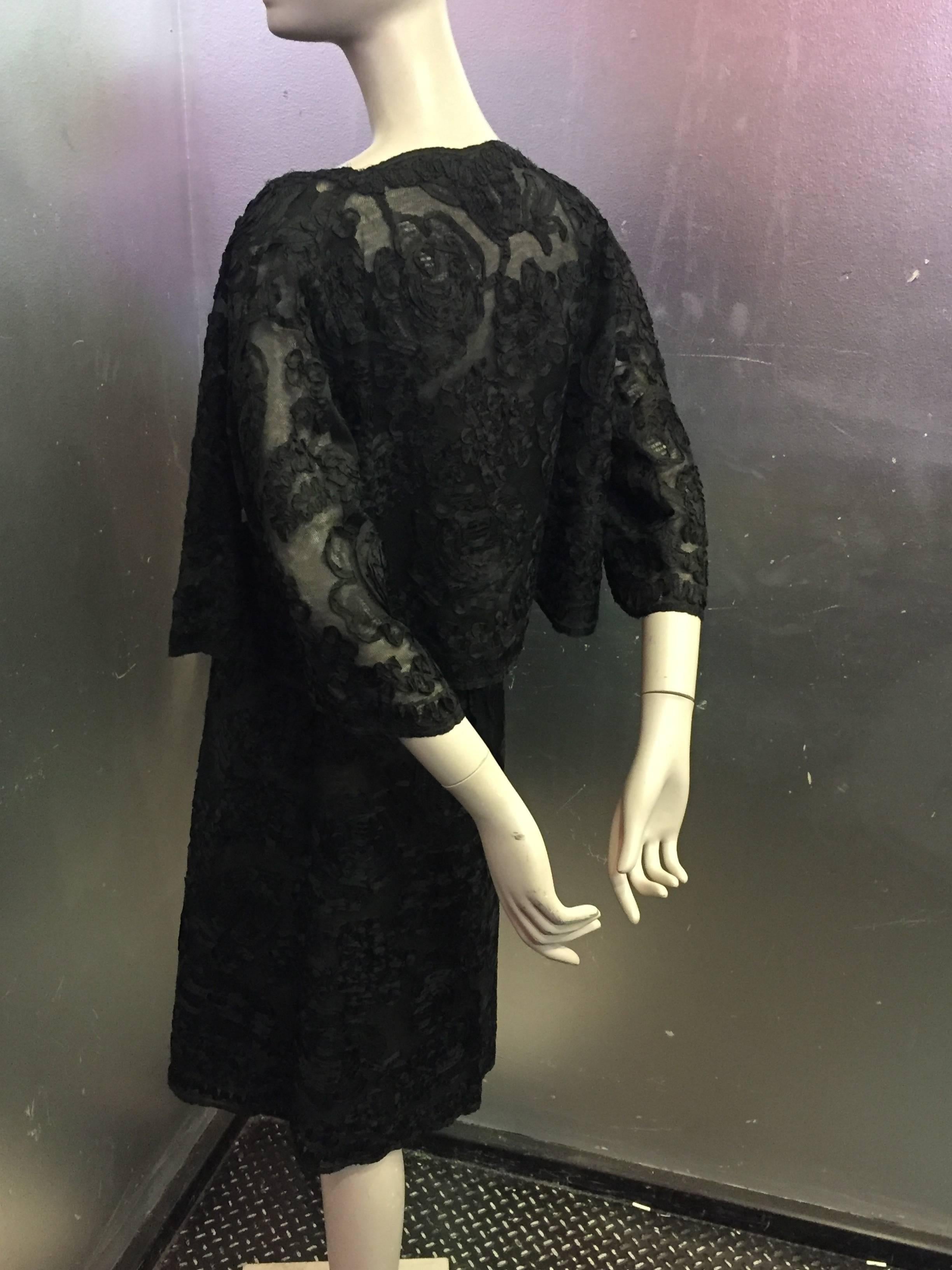 1961 Christian Dior Numbered Couture Black Lace Ensemble  In Excellent Condition In Gresham, OR