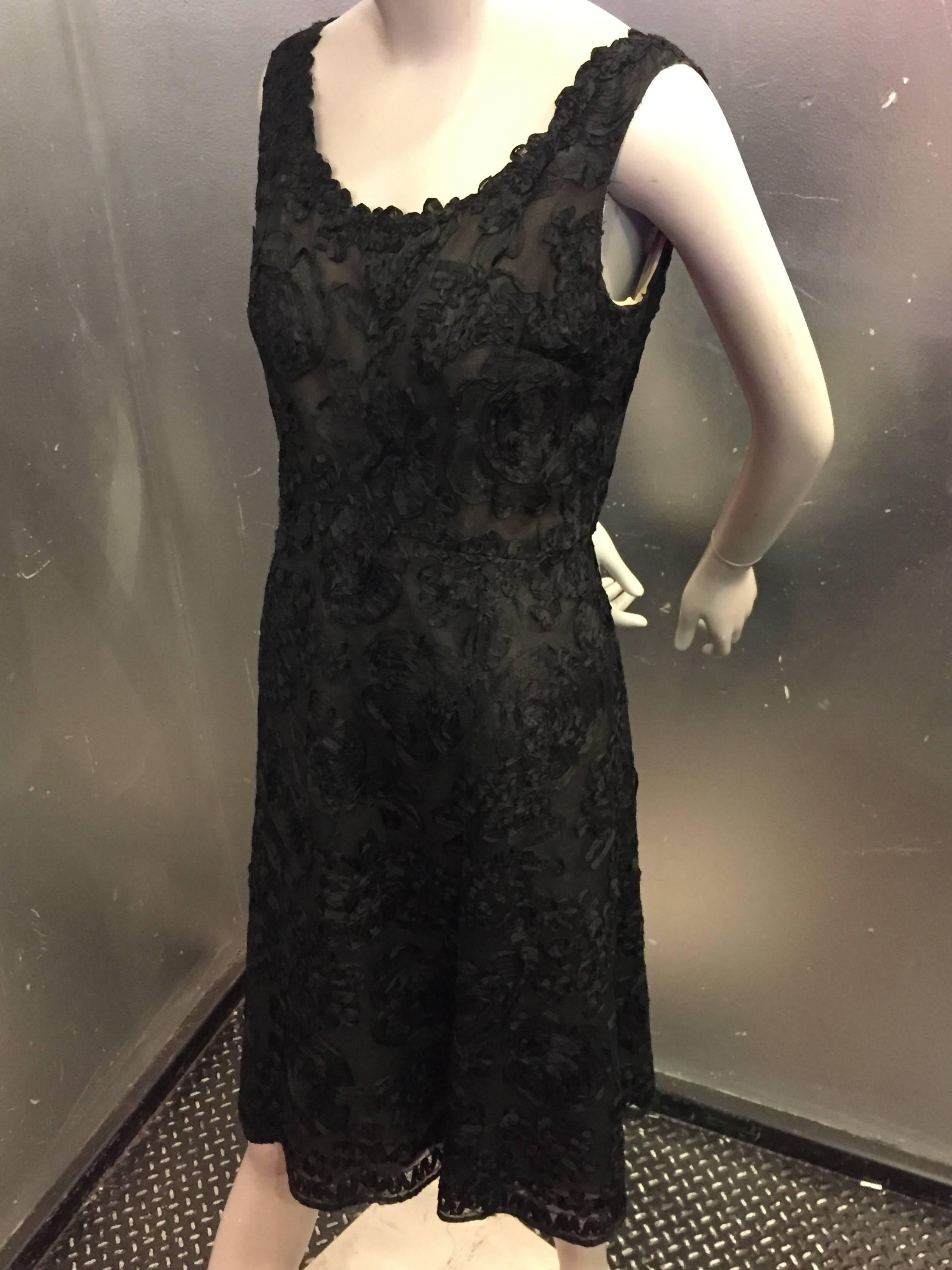 Women's 1961 Christian Dior Numbered Couture Black Lace Ensemble 