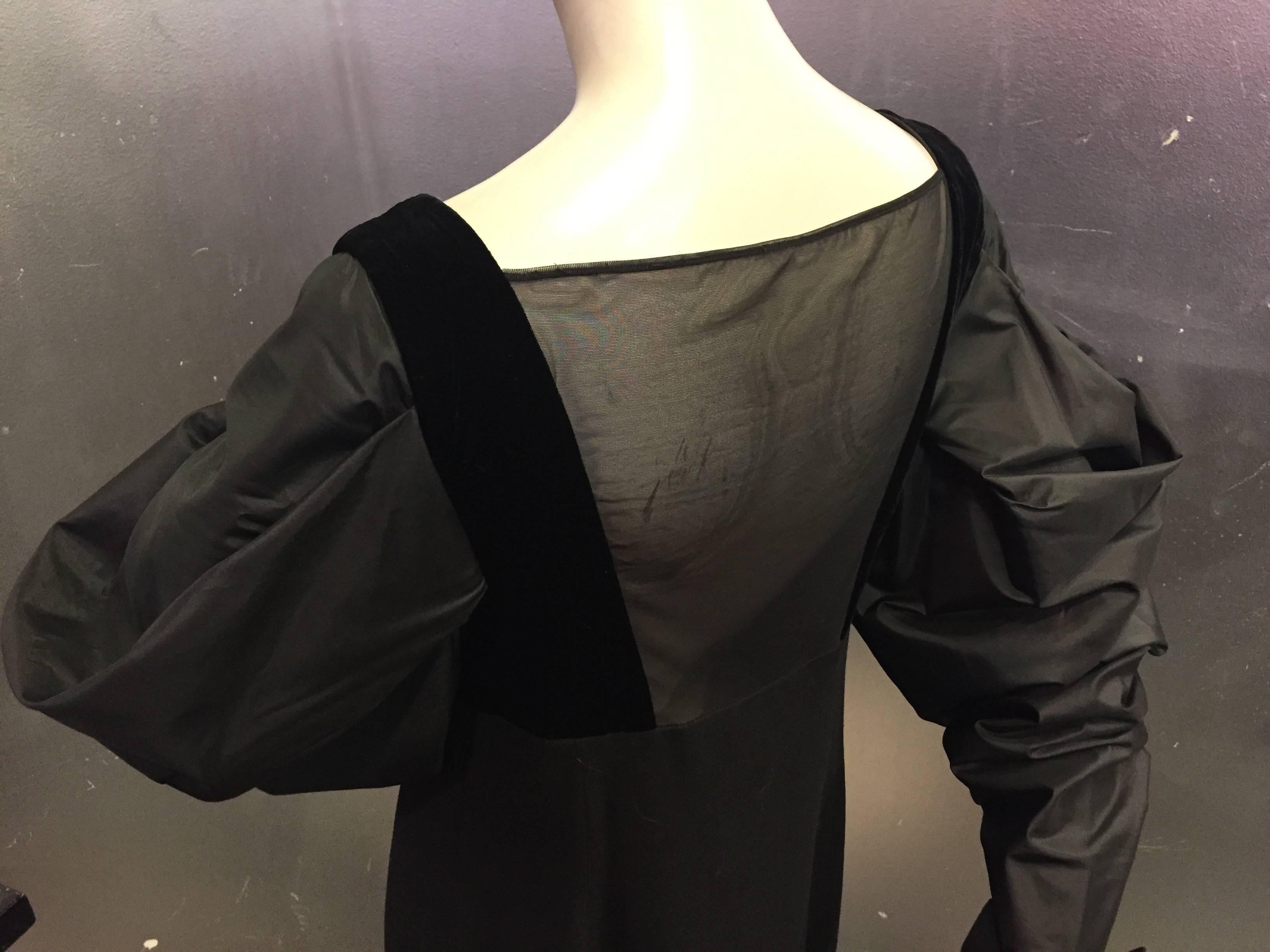 1980s Gianfranco Ferre Black Cocktail Dress w Sheer 