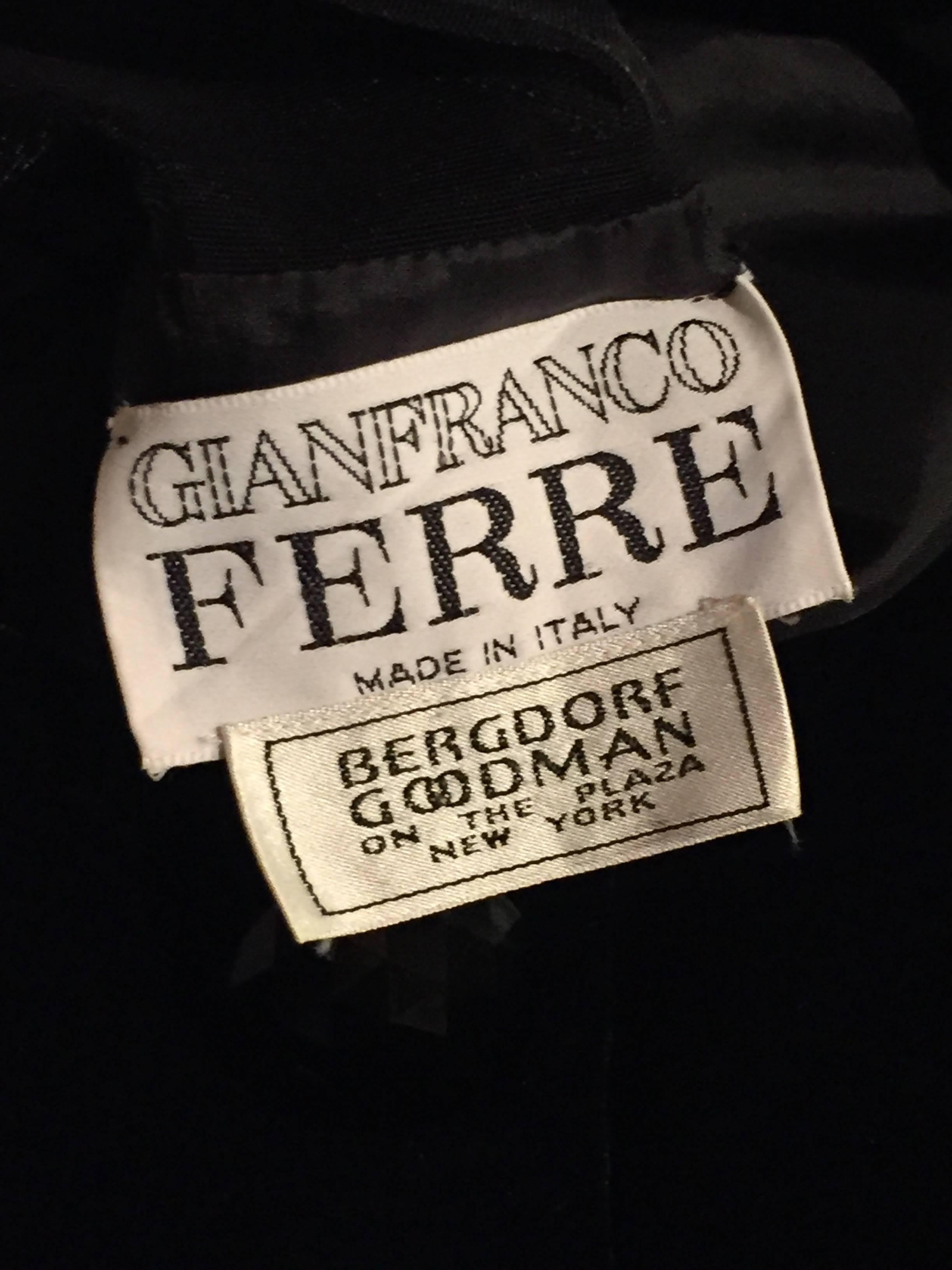 1980s Gianfranco Ferre Black Cocktail Dress w Sheer 