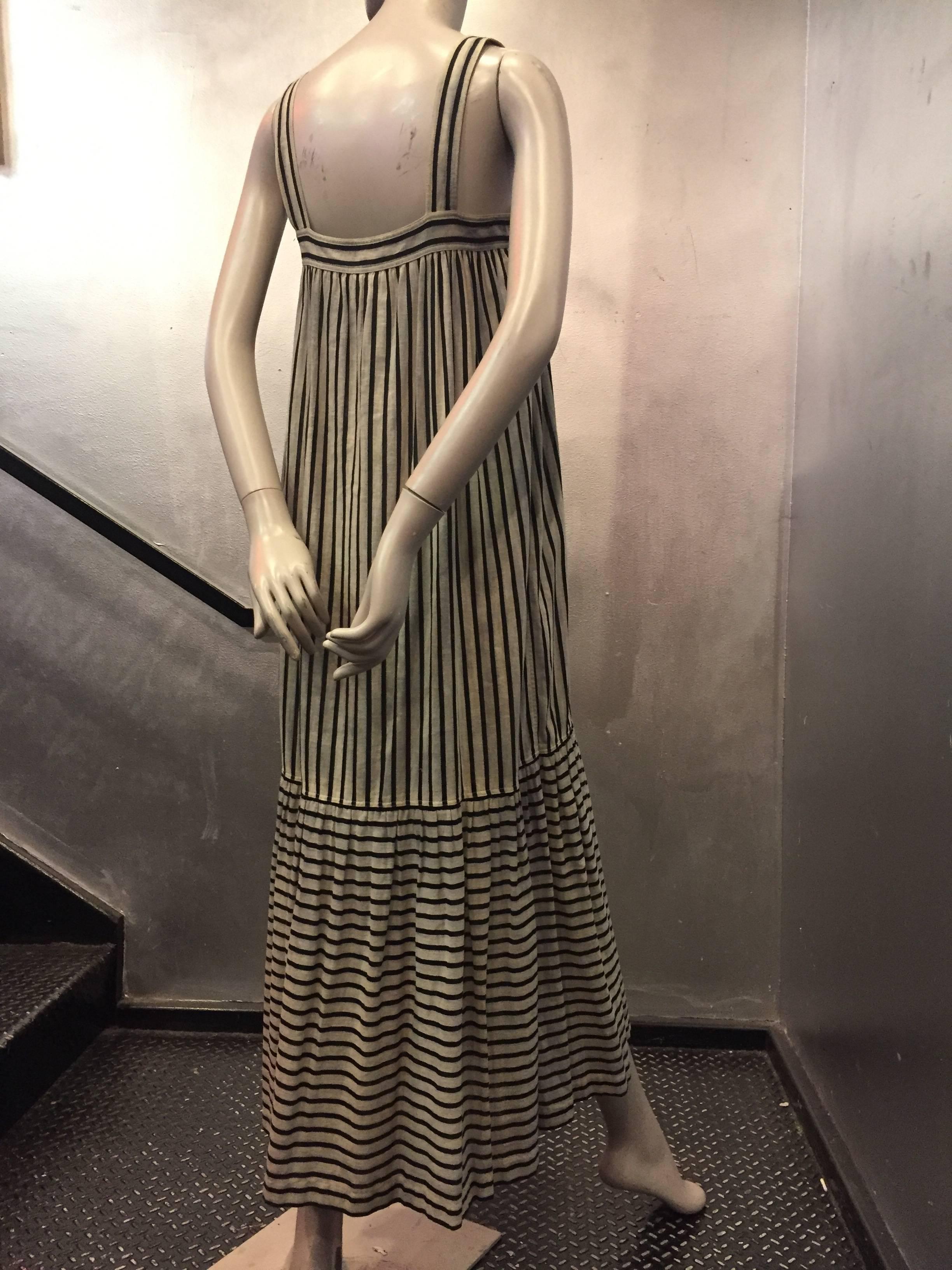 1970's Saint Laurent Striped Peasant Smock Dress In Excellent Condition In Gresham, OR