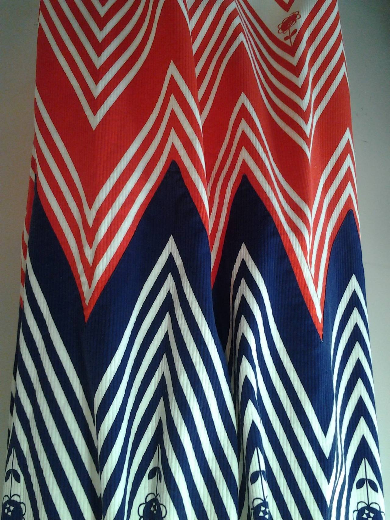1960s Fabulous Red White and Blue Cotton Pique Halter Maxi Dress at ...