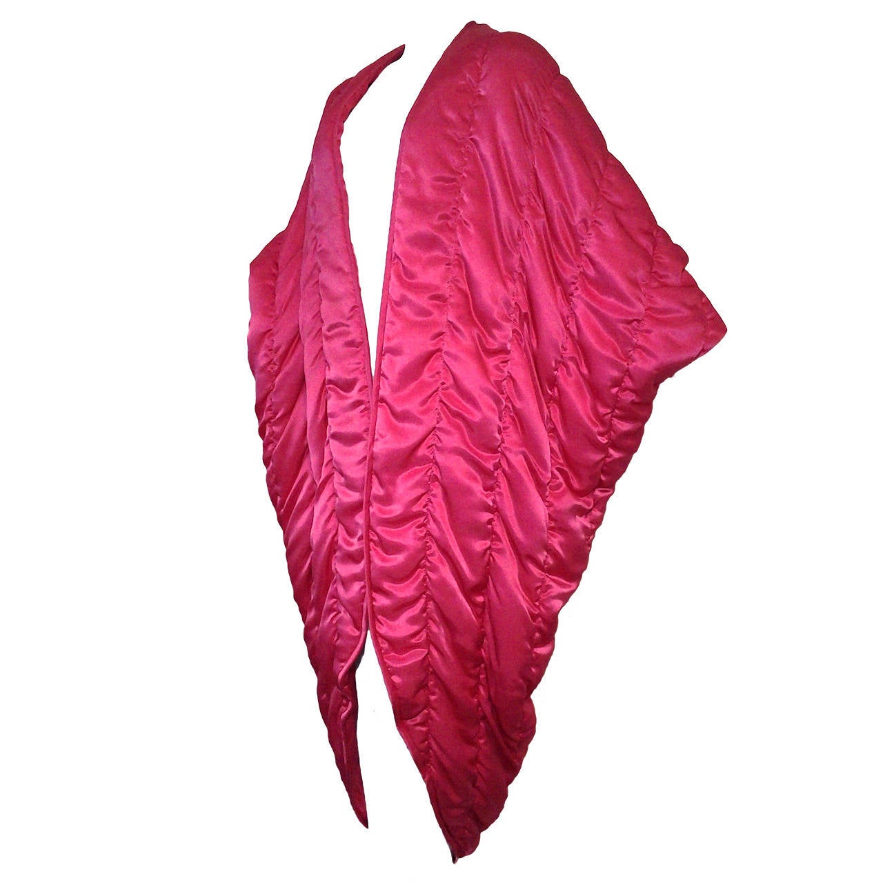 1980s Fuchsia Satin Quilted Cocoon Coat