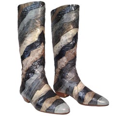Andrea Pfister Mixed Reptile Skin Patchwork Boots