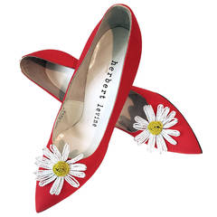 1950s Herbert Levine Orange Crepe Stiletto with Beaded Daisy 10
