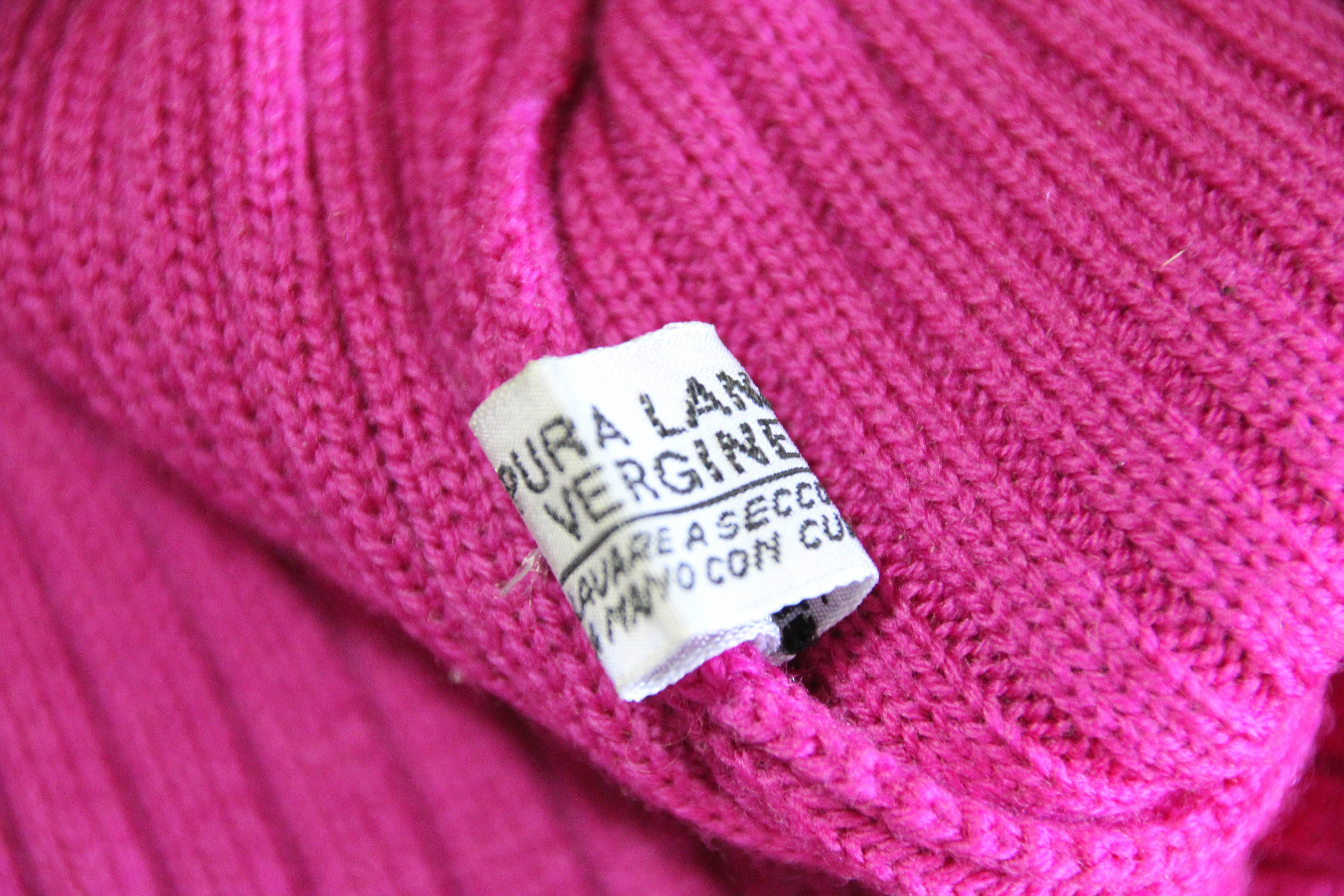 1980s Gianfranco Ferre Fuchsia Wool Rib-Knit Slouch-Style Sweater  3