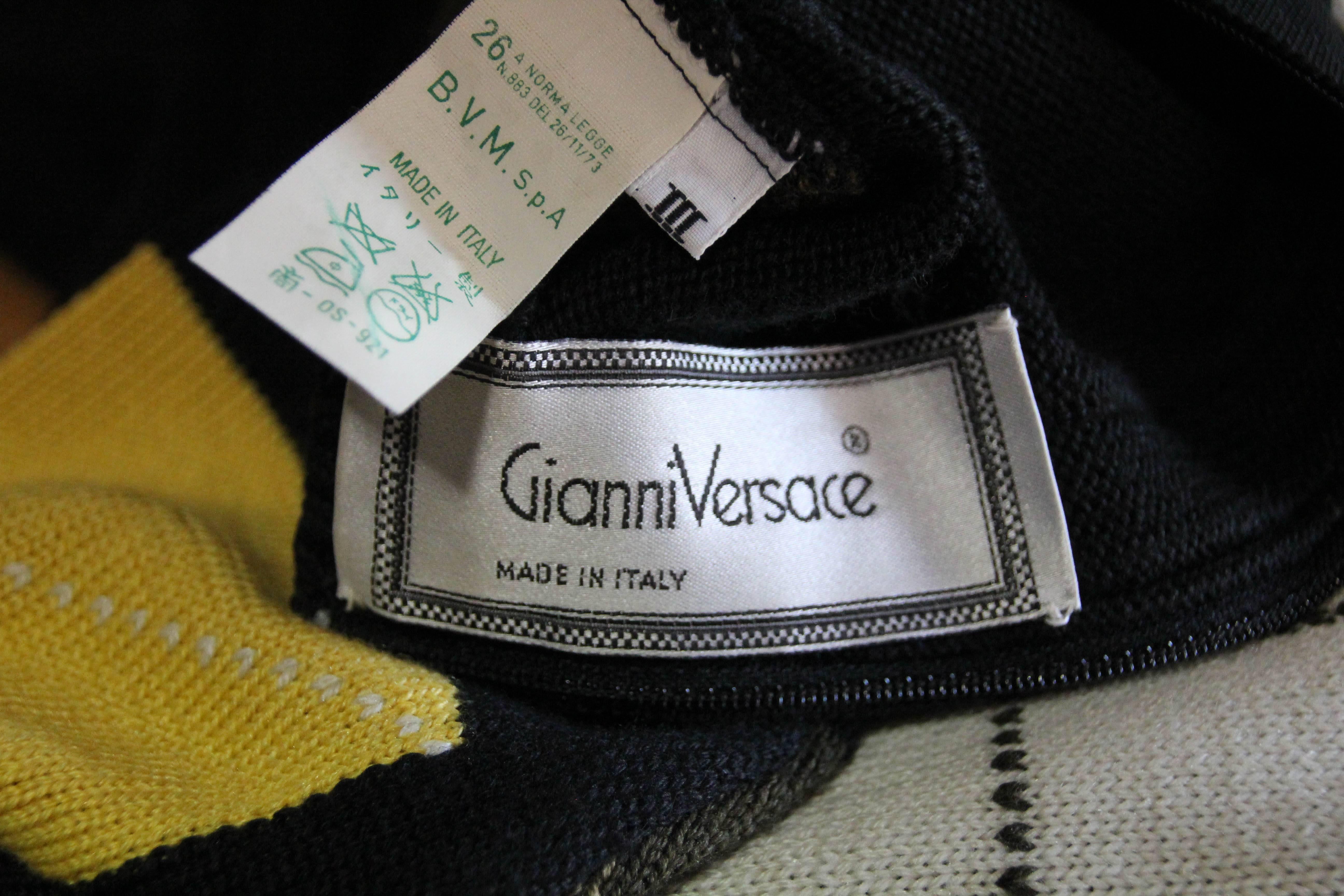 1980s Gianni Versace Deconstructed-Argyle Patterned Wool Sweater w Back Zip 1