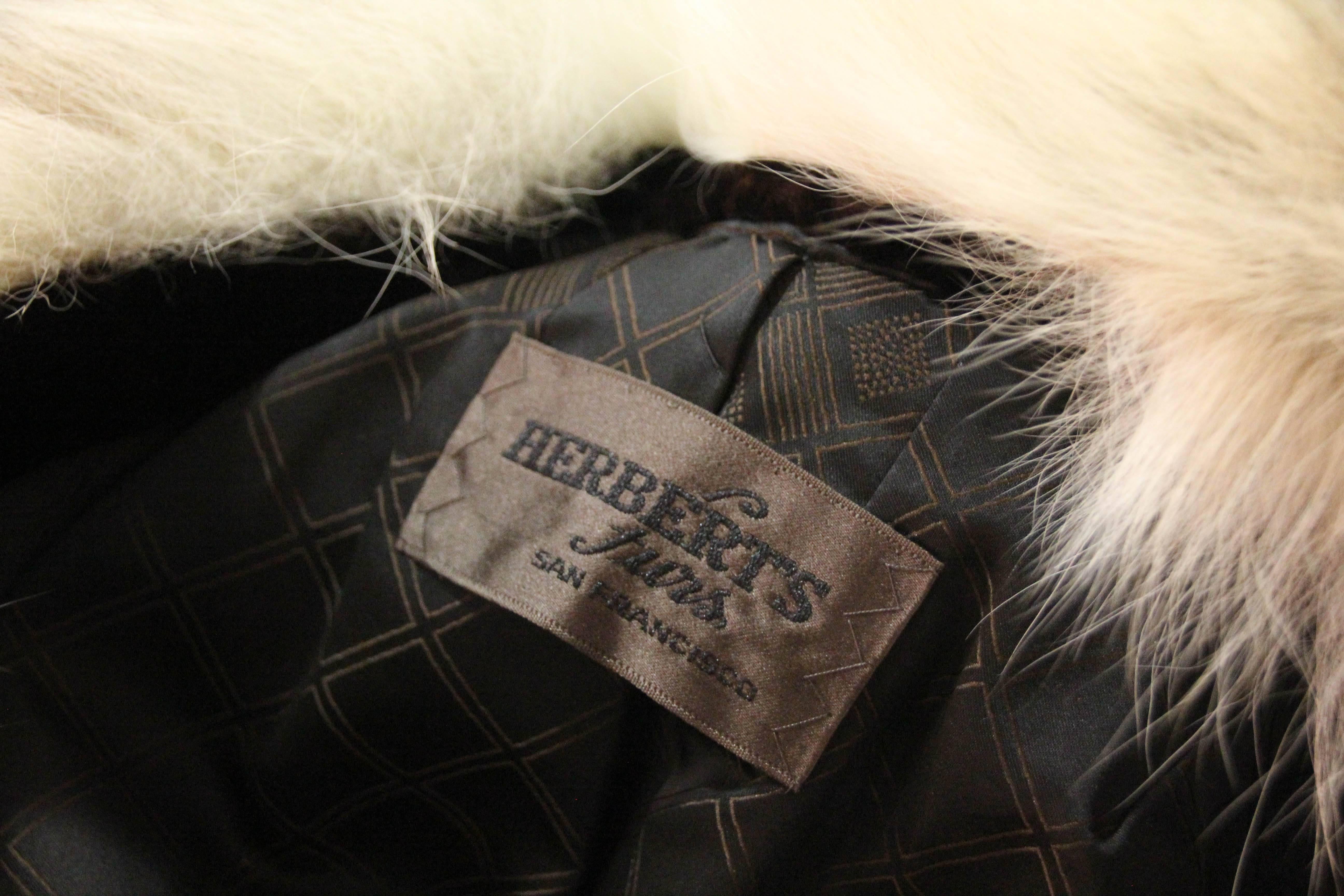 Black 1960s Herbert's Sheared Beaver Coat with Plush Lynx Collar and Trim For Sale