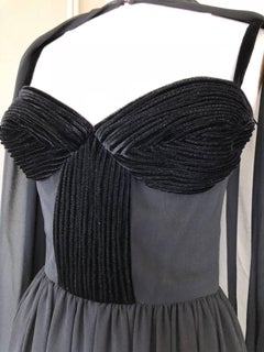 Givenchy By Alexander McQueen Couture Black Silk Chiffon Gown and Cape, 1990s
