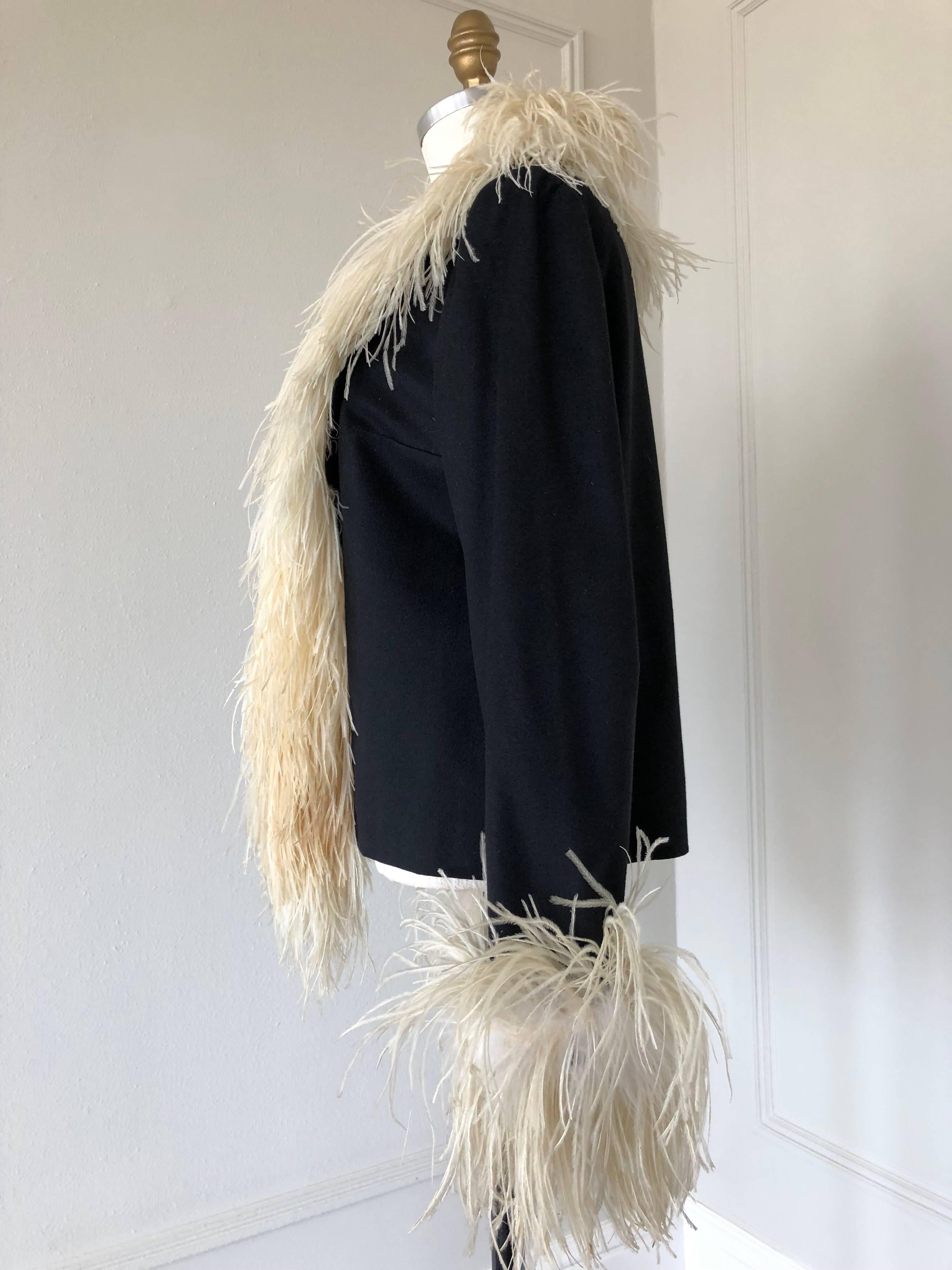 feather trim jacket