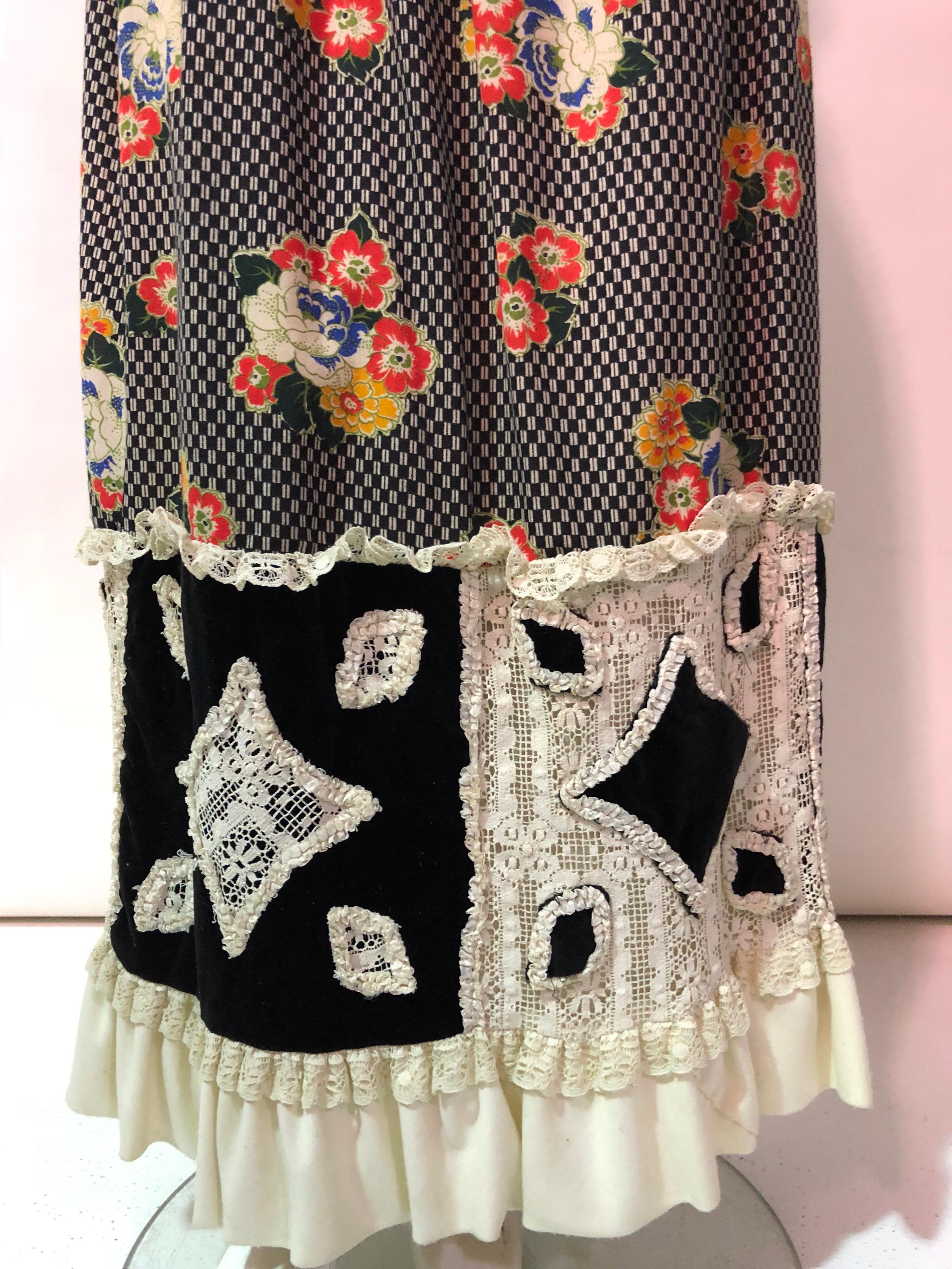 Chessa Davis was famous for her peasant skirts in Beverly Hills during the 70's. Her skirts were pieced together out of fabrics that were quilted from odds and ends. These comfortable and adjustable skirts were collector items for the rich and