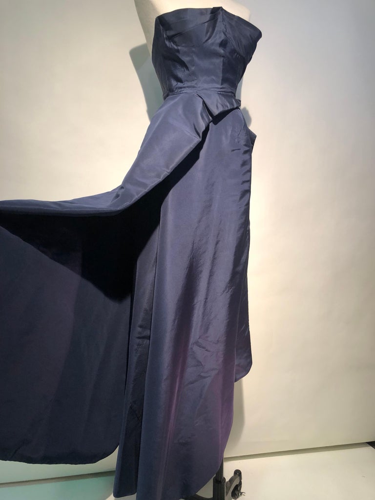 Elsa Schiaparelli Haute Couture Navy Silk Taffeta 2-Piece Ball Gown ...