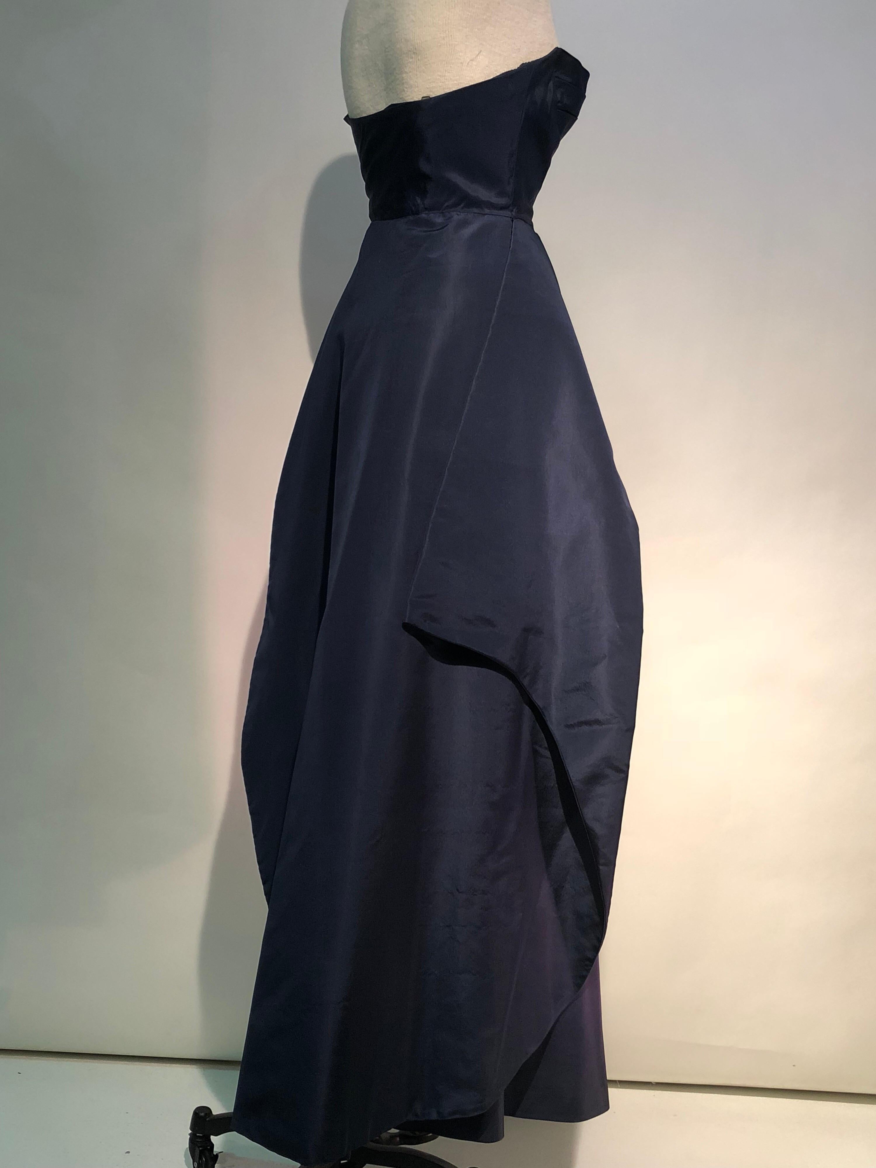 Elsa Schiaparelli Haute Couture Navy Silk Taffeta 2-Piece Ball Gown, Late 1940s In Excellent Condition In Gresham, OR