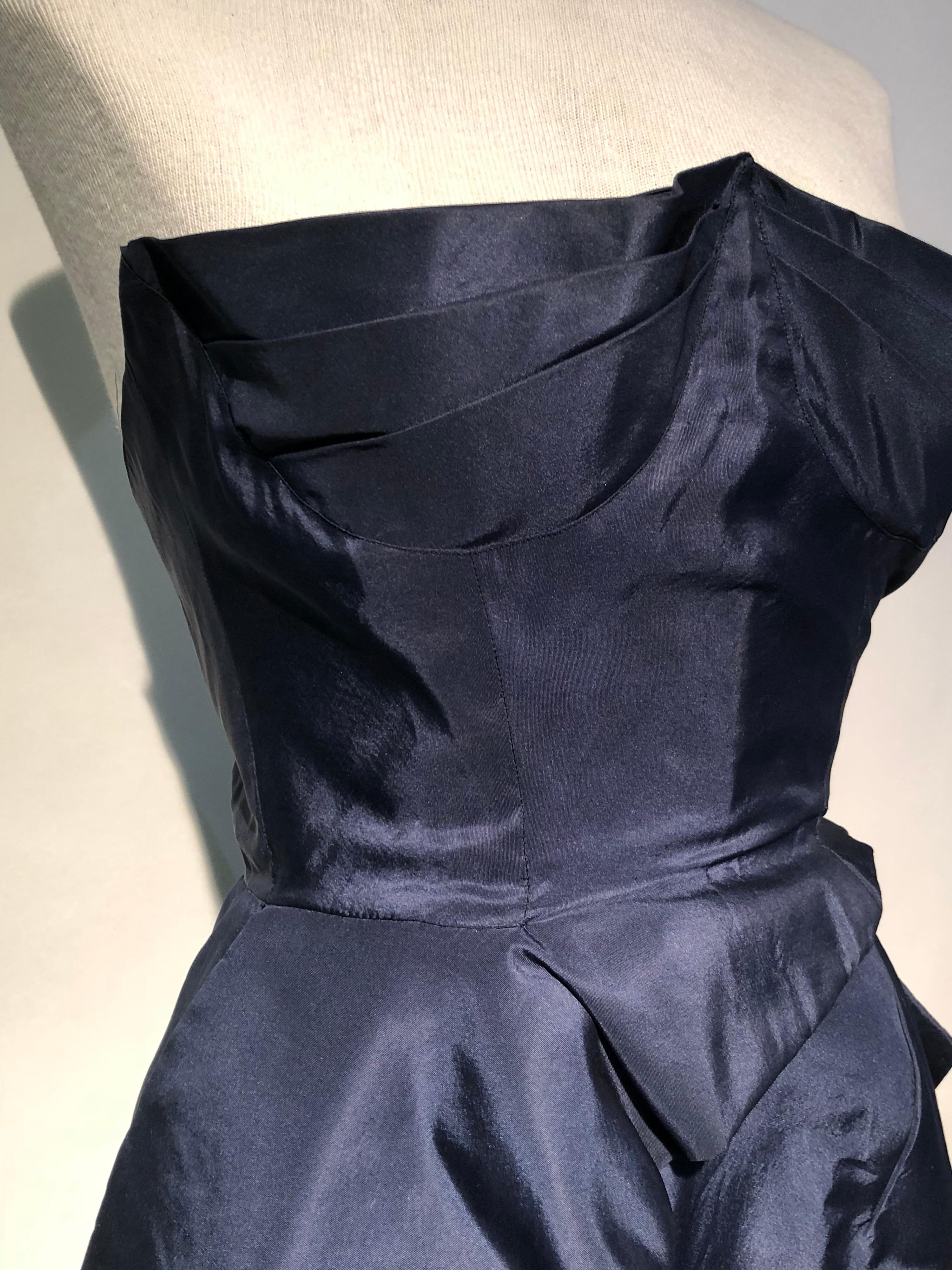 Black Elsa Schiaparelli Haute Couture Navy Silk Taffeta 2-Piece Ball Gown, Late 1940s