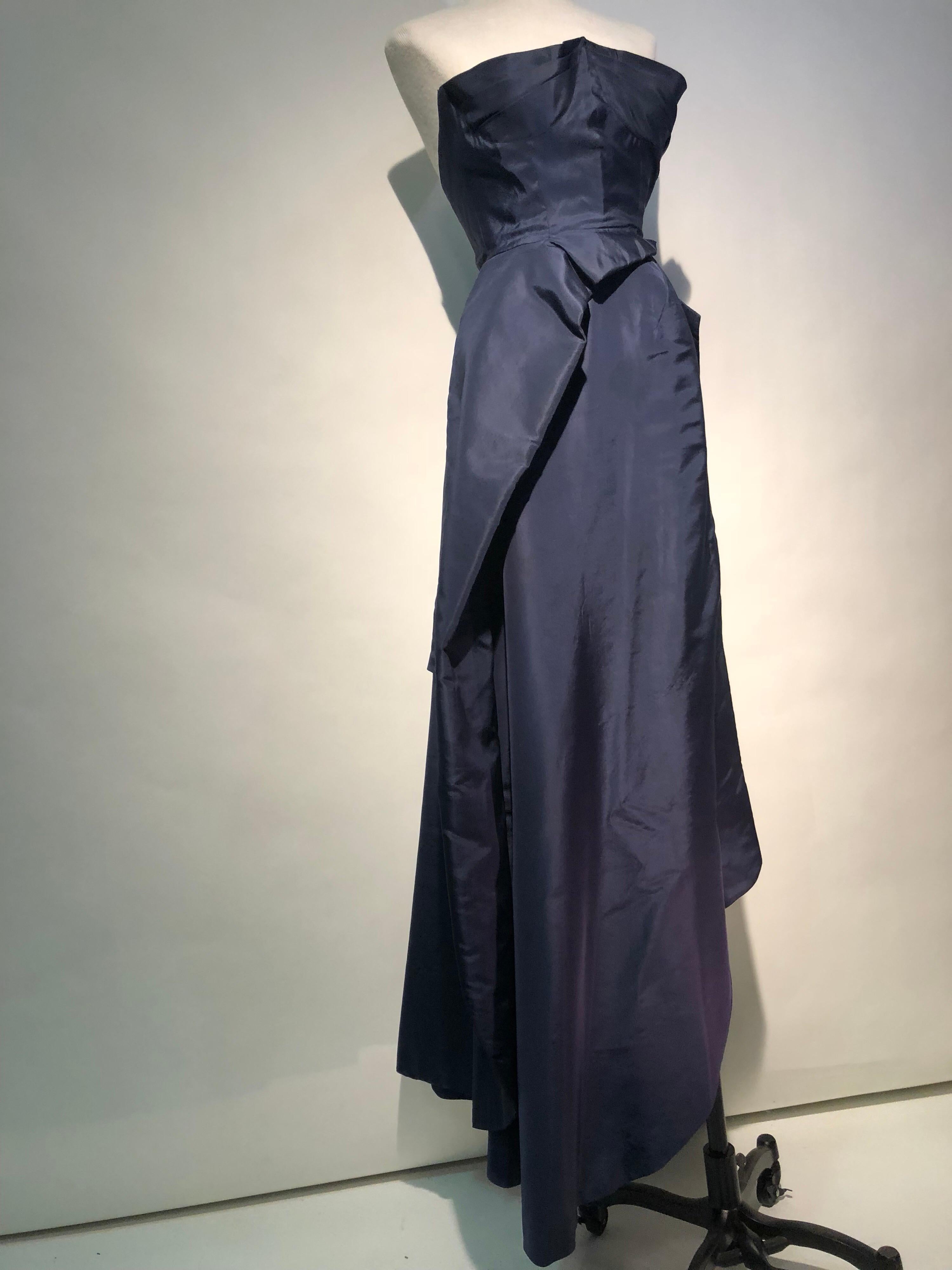 Elsa Schiaparelli Haute Couture Navy Silk Taffeta 2-Piece Ball Gown, Late 1940s 5