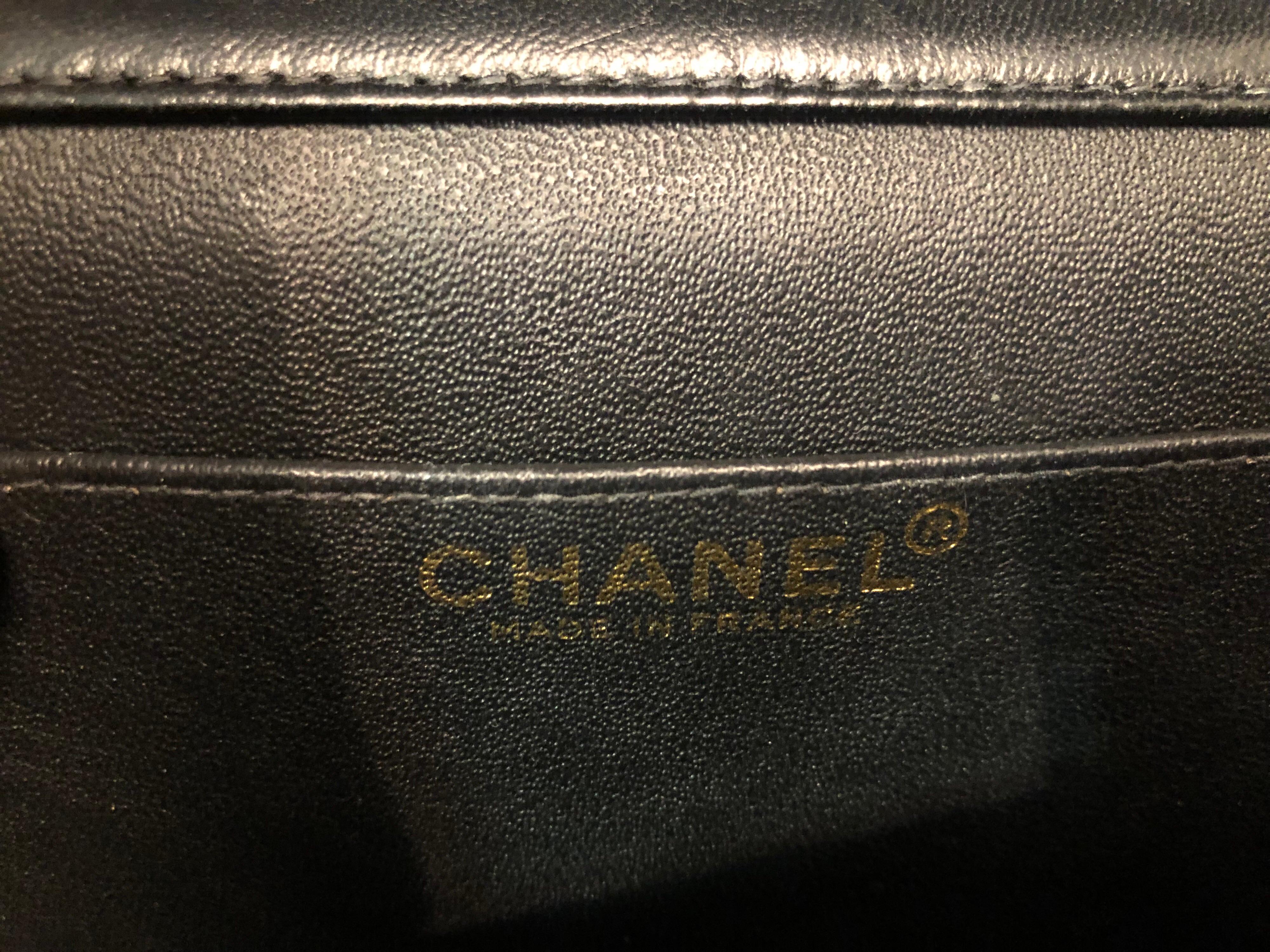 Chanel Black Boucle / Kid Leather Handbag with Camellia and CC Pearls 3