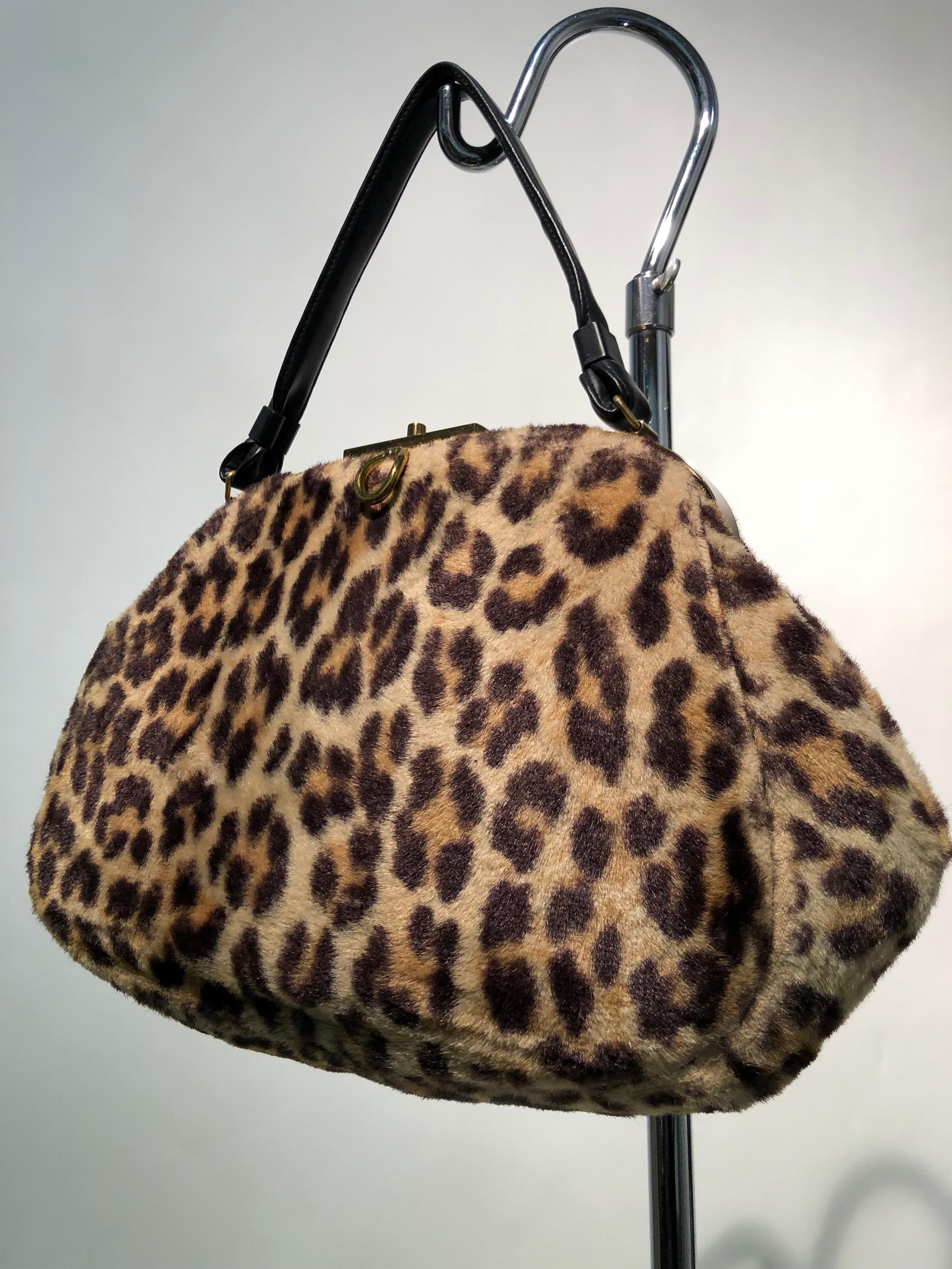 Women's 1960s INGBER Faux Leopard Doctors Bag 