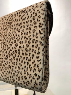 1980s Dominique Aurientis Paris Leopard Print Stenciled Calfskin Shoulder Bag