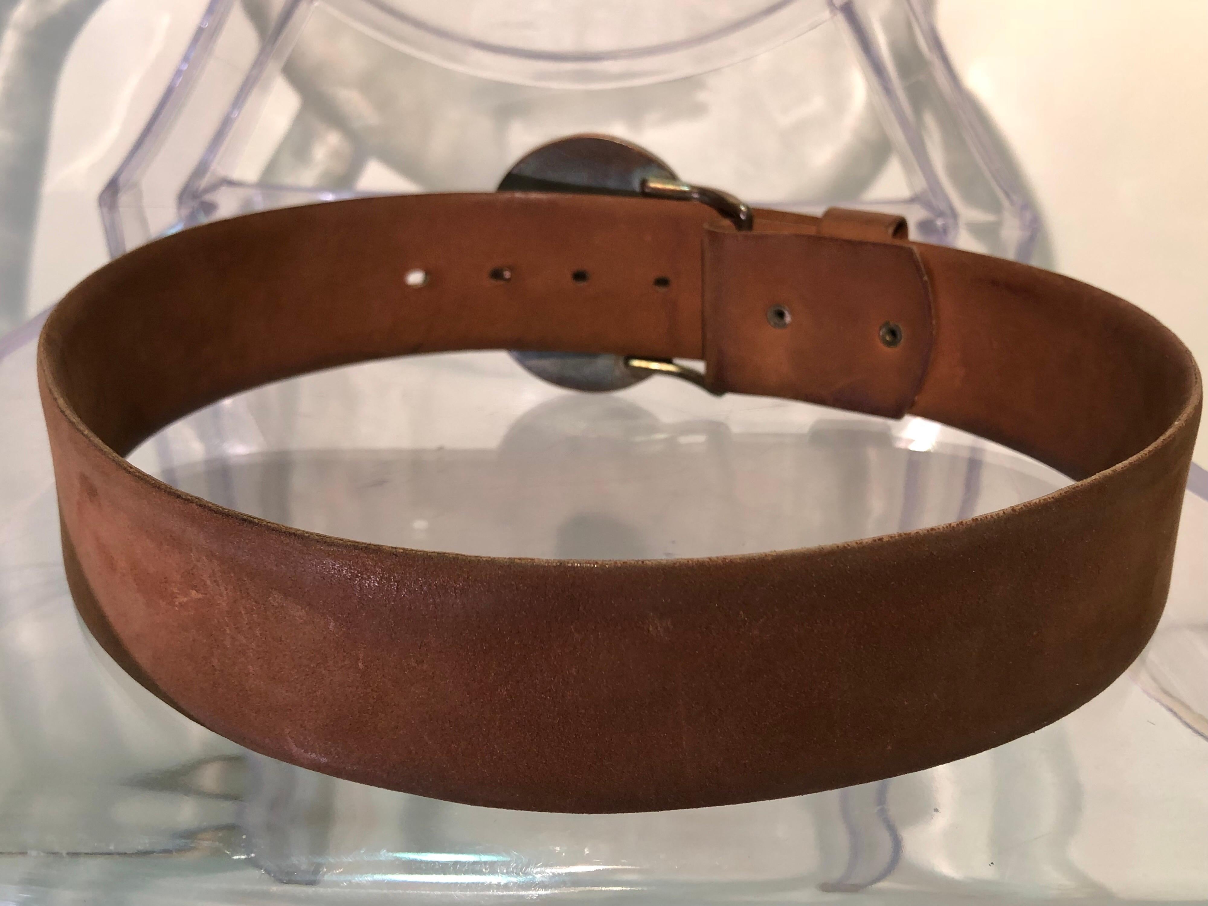 1960s Vera Ladybug Suede Belt Buckle W/ Brown Leather Belt 1