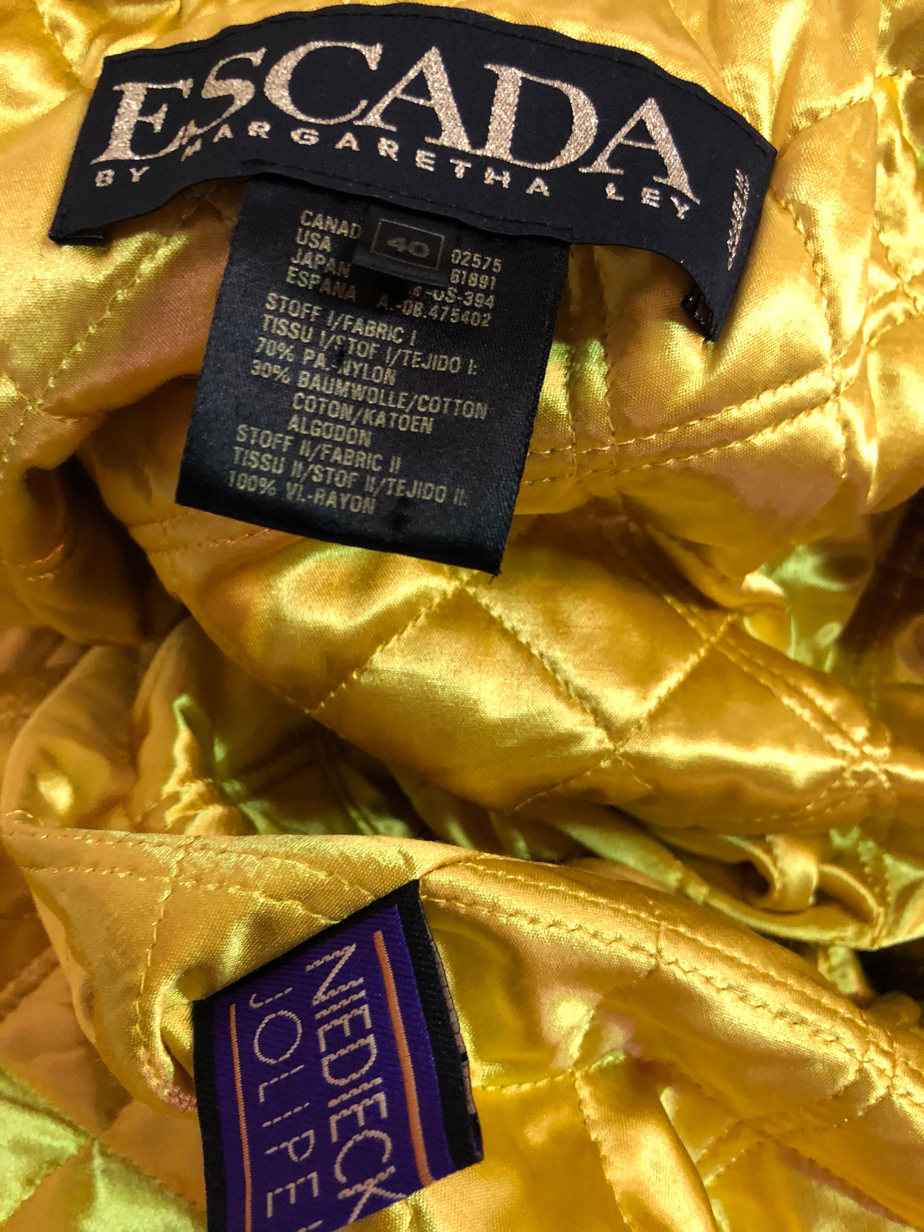 Escada Faux Leopard Fur Swing Coat With Hood and Gold Quilted Lining, 1980s 1