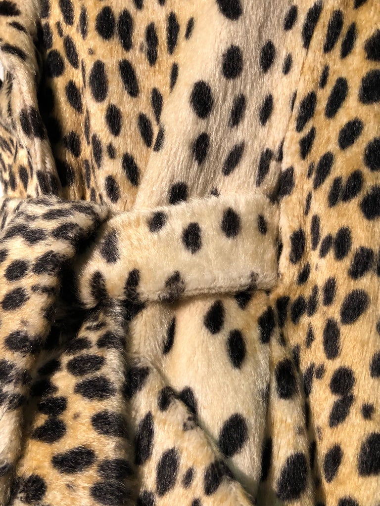 1960s Safari Faux Cheetah Fur Double-Breasted Trench-Style Coat W/ Belt ...