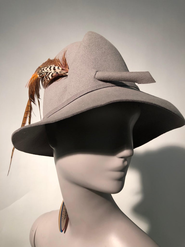 1970s Mr. John Grey Flannel Felt Folded-Crown Fedora W  display picture 3