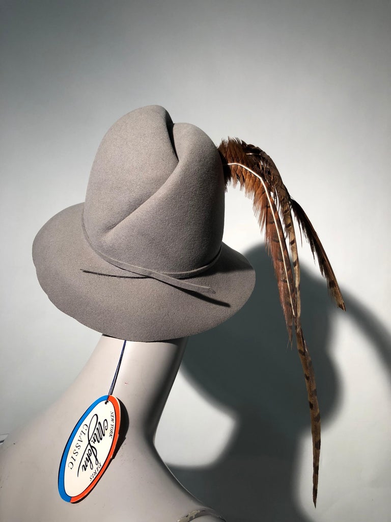 1970s Mr. John Grey Flannel Felt Folded-Crown Fedora W  display picture 1
