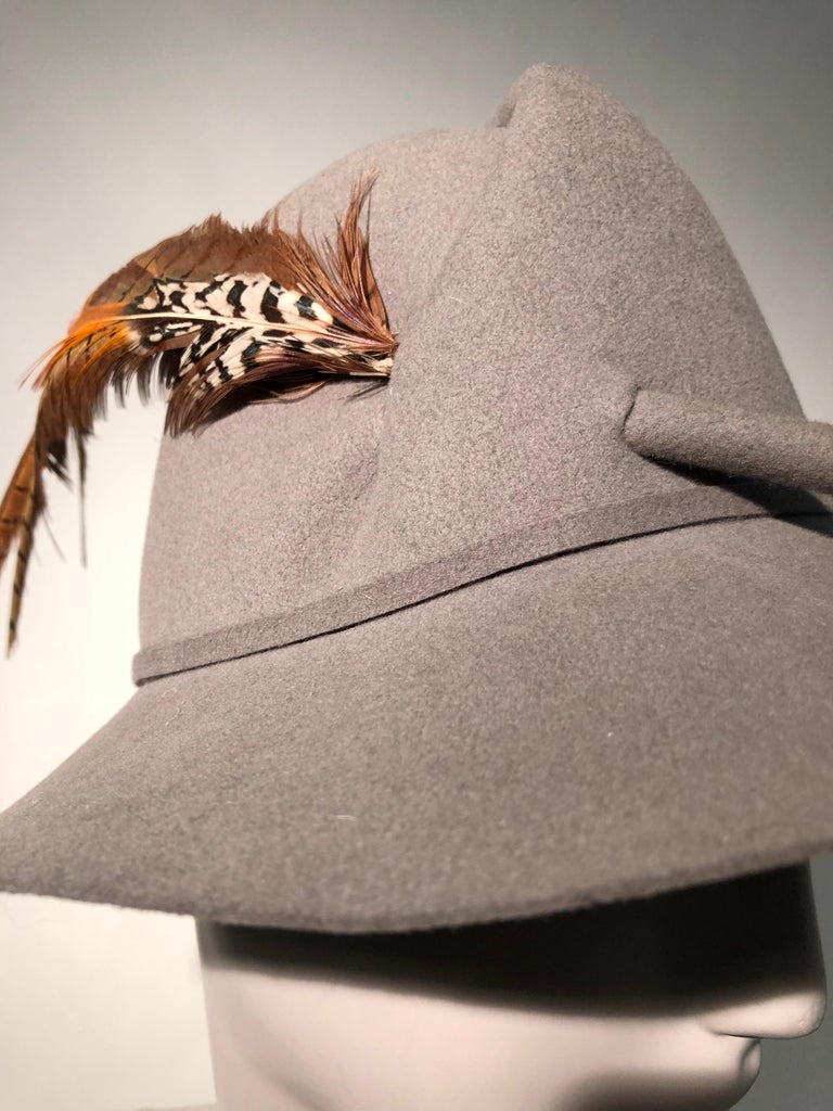 1970s Mr. John Grey Flannel Felt Folded-Crown Fedora W  display picture 2