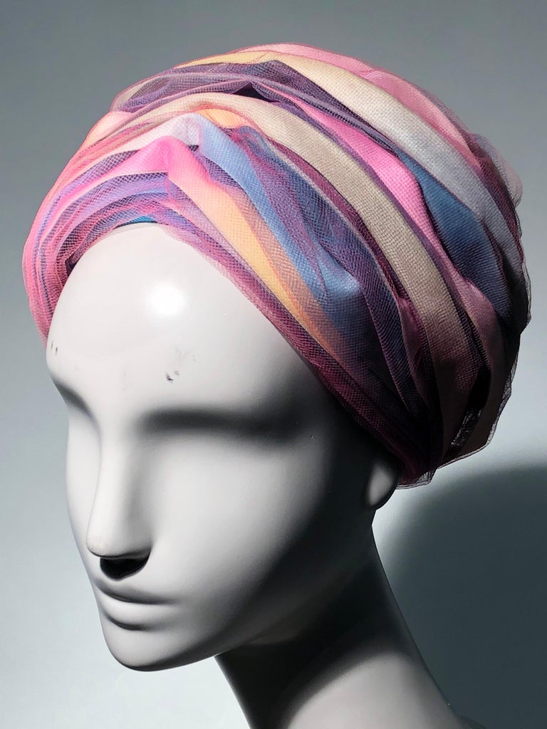 1960s Christian Dior Turban Style Beehive Hat W/ Pastel  display picture 3
