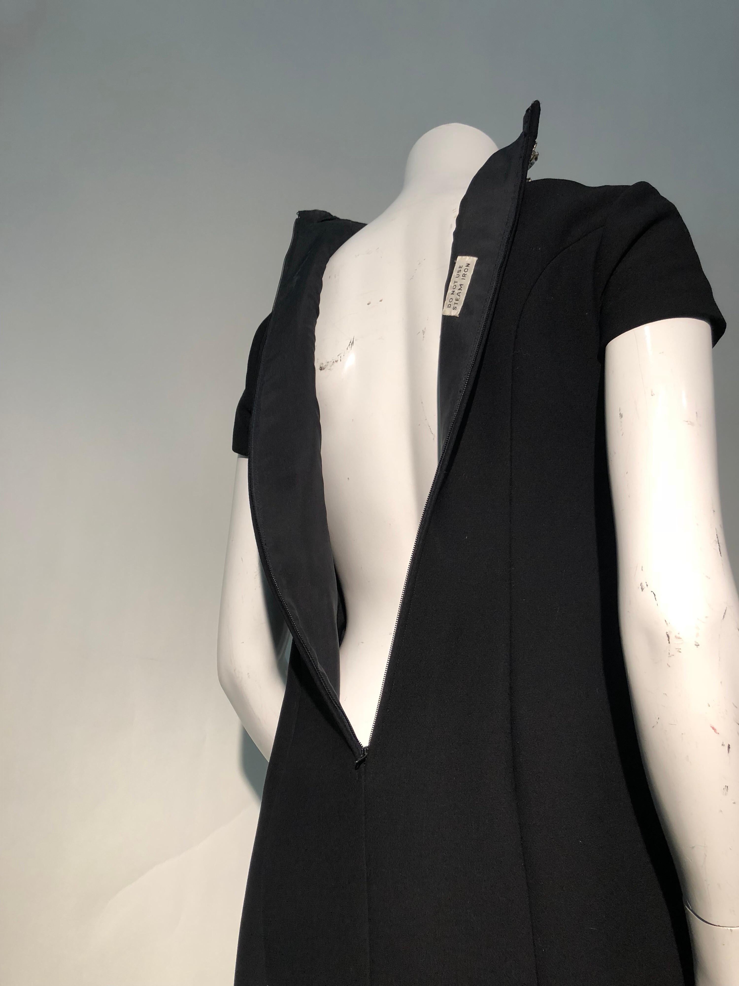 1968 Norman Norell Black A-Line Mini Dress W/ Trompe L'Oeil Rhinestone Cross 3