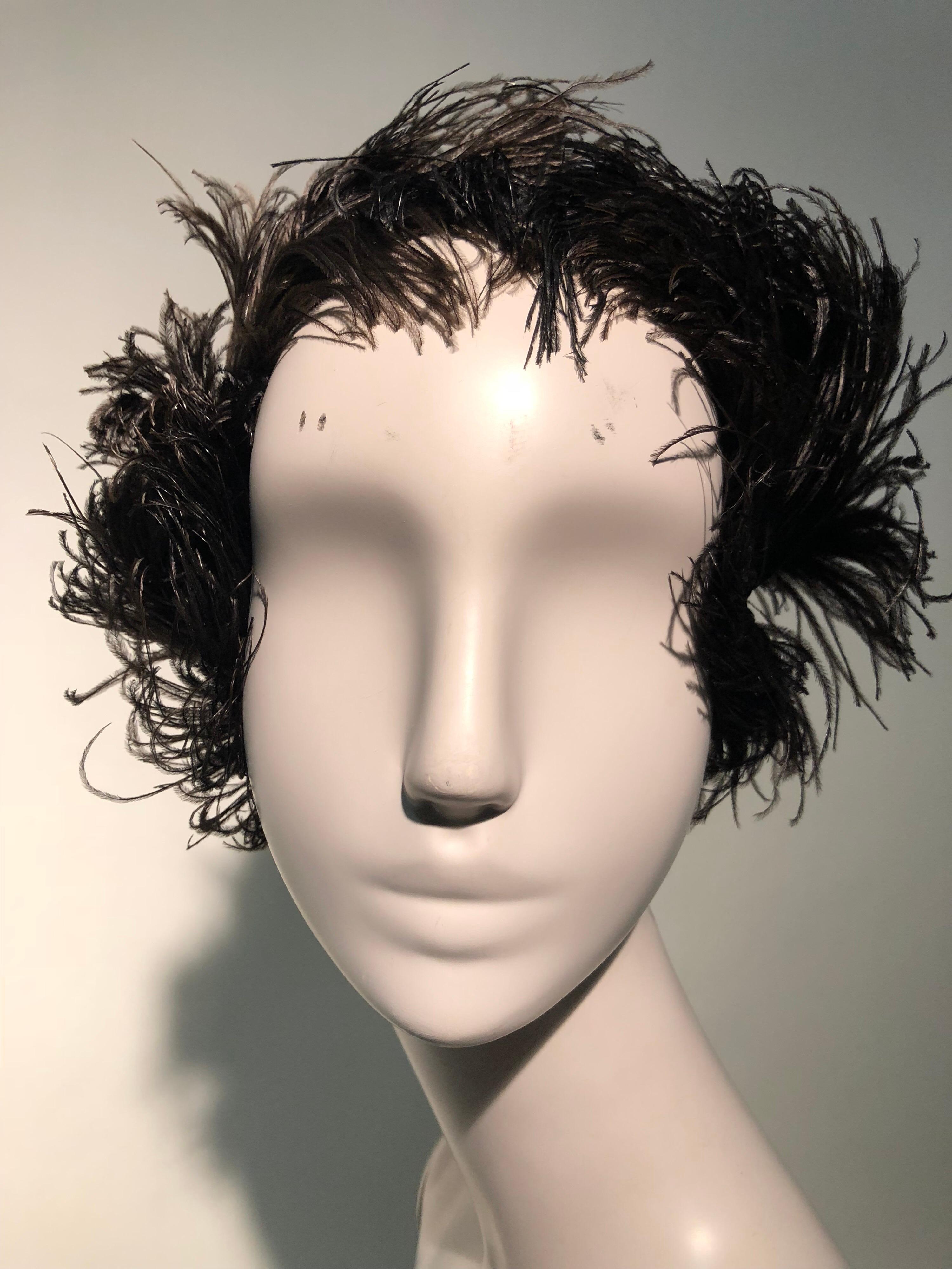 Women's 1950s Christian Dior Ballet-Inspired Black Ostrich Feather Cocktail Hat  For Sale