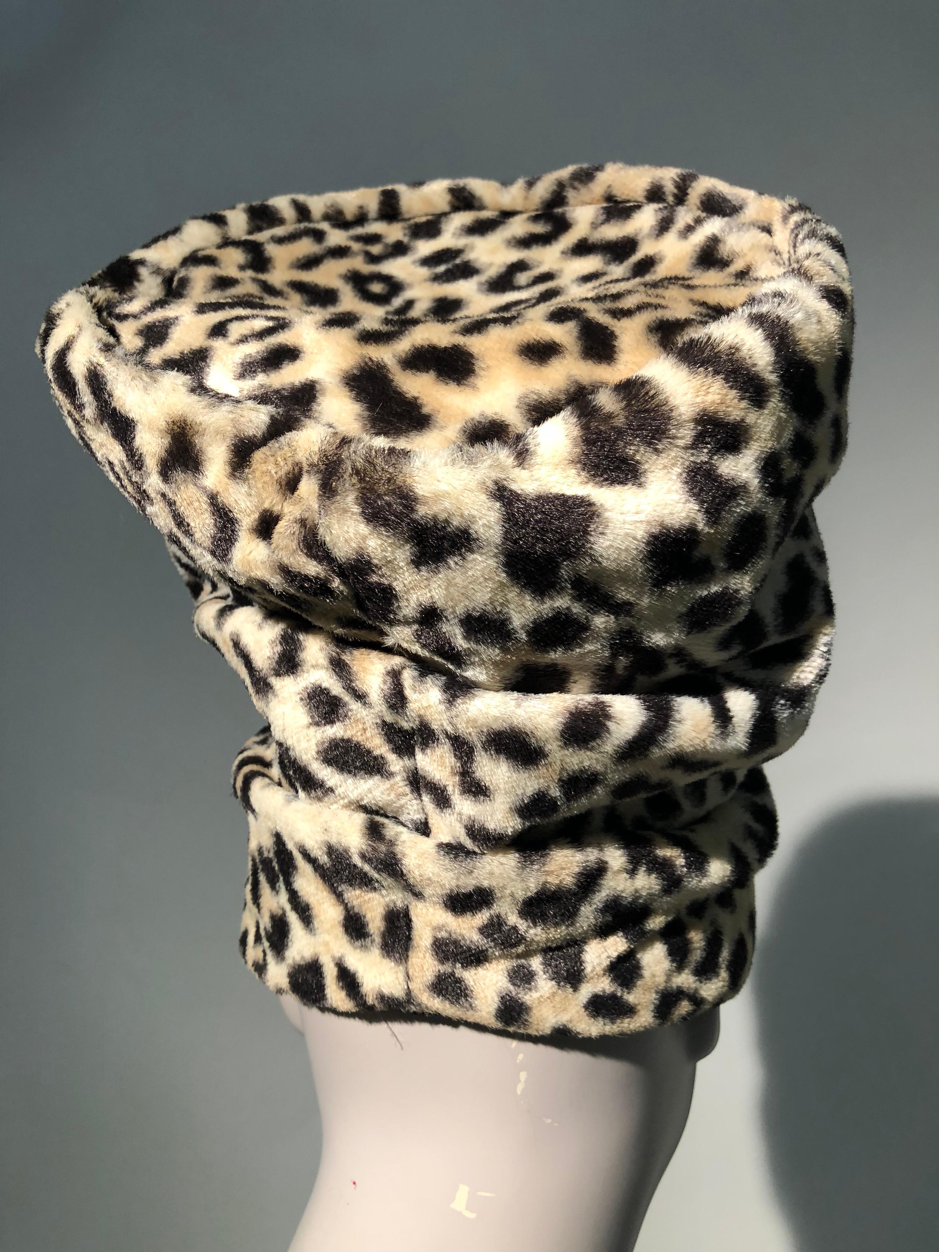 Women's 1960s Dachettes By Lilly Daché Whimsical Stovepipe Faux Leopard Hat