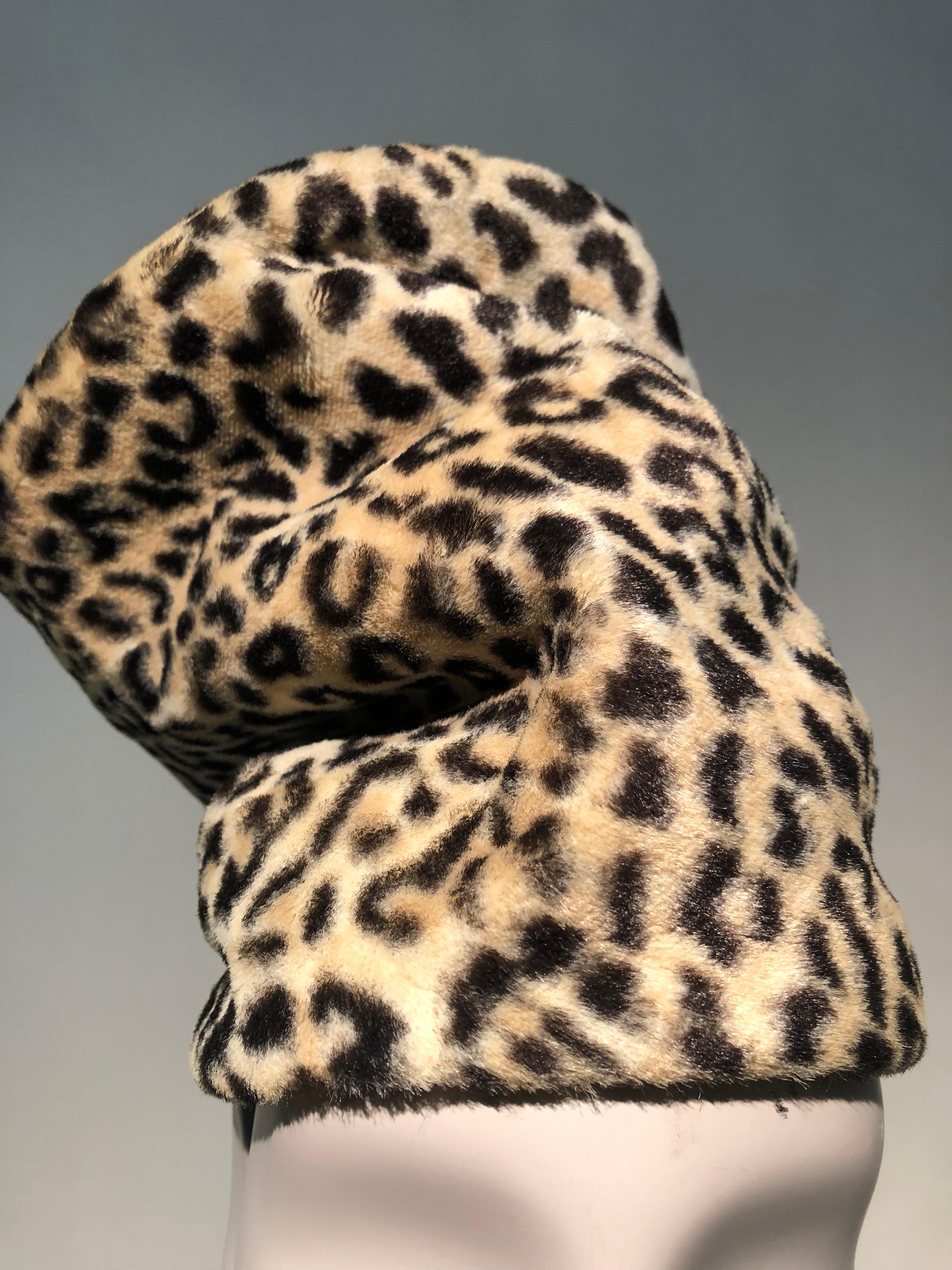 1960s Dachettes By Lilly Daché Whimsical Stovepipe Faux Leopard Hat 1