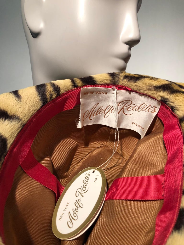VINTAGE 1960s Adolfo Réalités Leopard Print Faux Fur Fedora W/ Buckled Band 1960s Adolfo Réalités Leopard Print Faux Fur Fedora W  main image 3