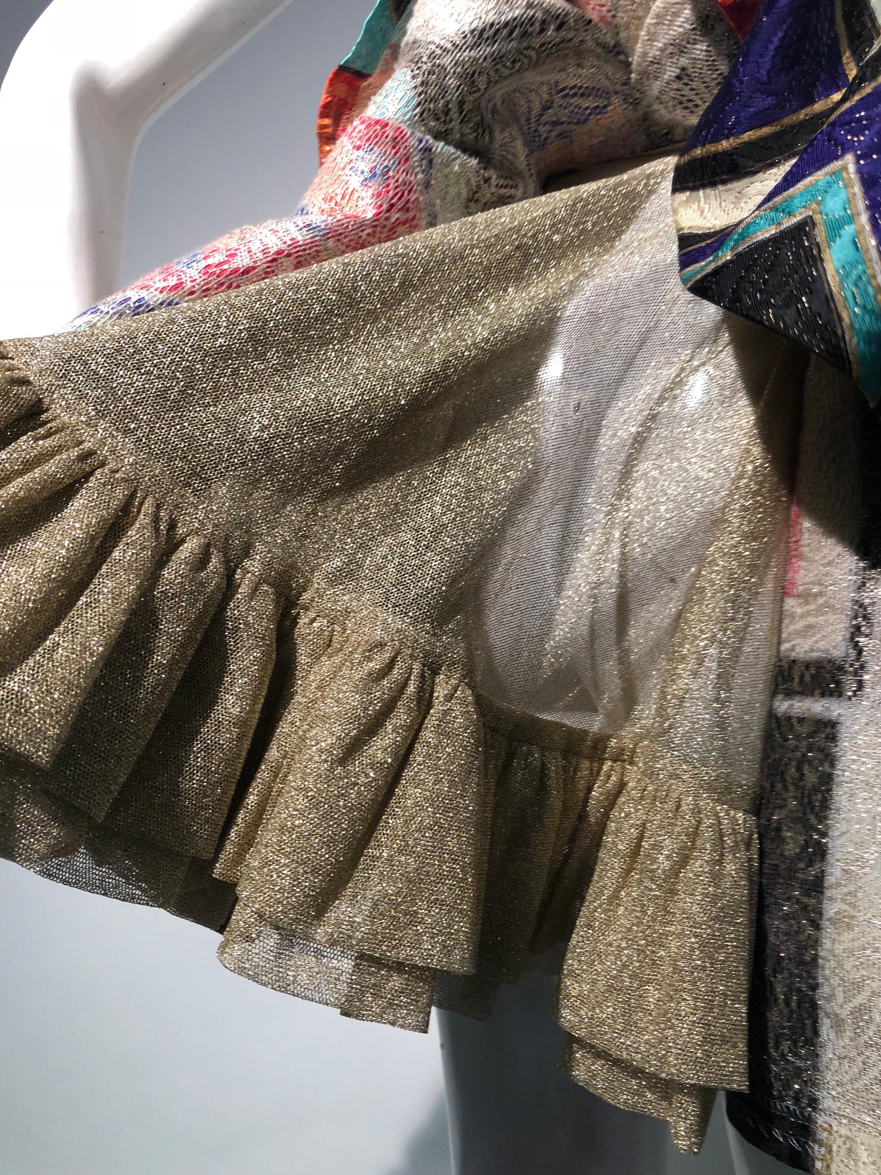 1992 Gianni Versace Masquerade-Inspired Silk Brocade Flared Mini Halter Dress  5