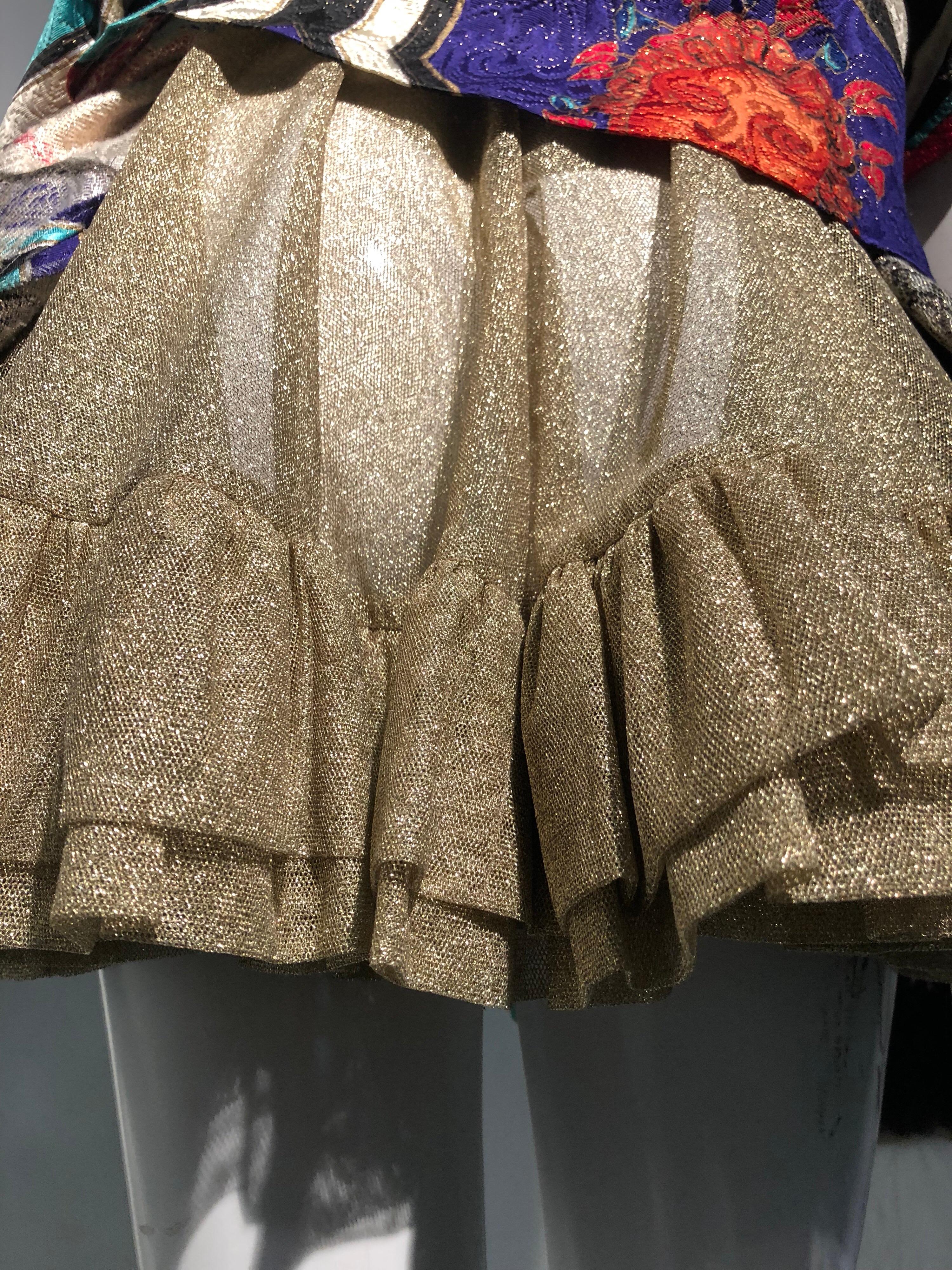 1992 Gianni Versace Masquerade-Inspired Silk Brocade Flared Mini Halter Dress  6