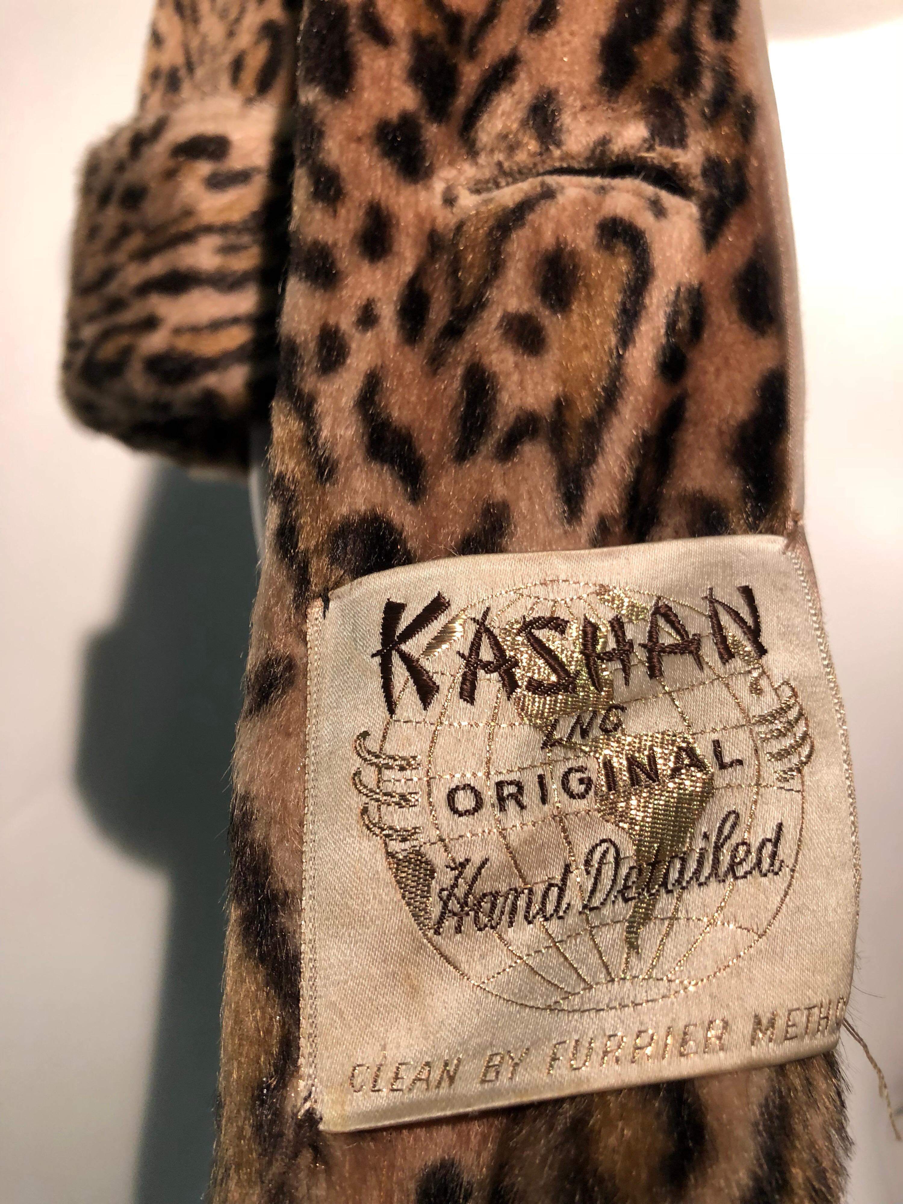 1950er Kashan Kunstleopardenfell Swing Mantel mit Schalkragen 8