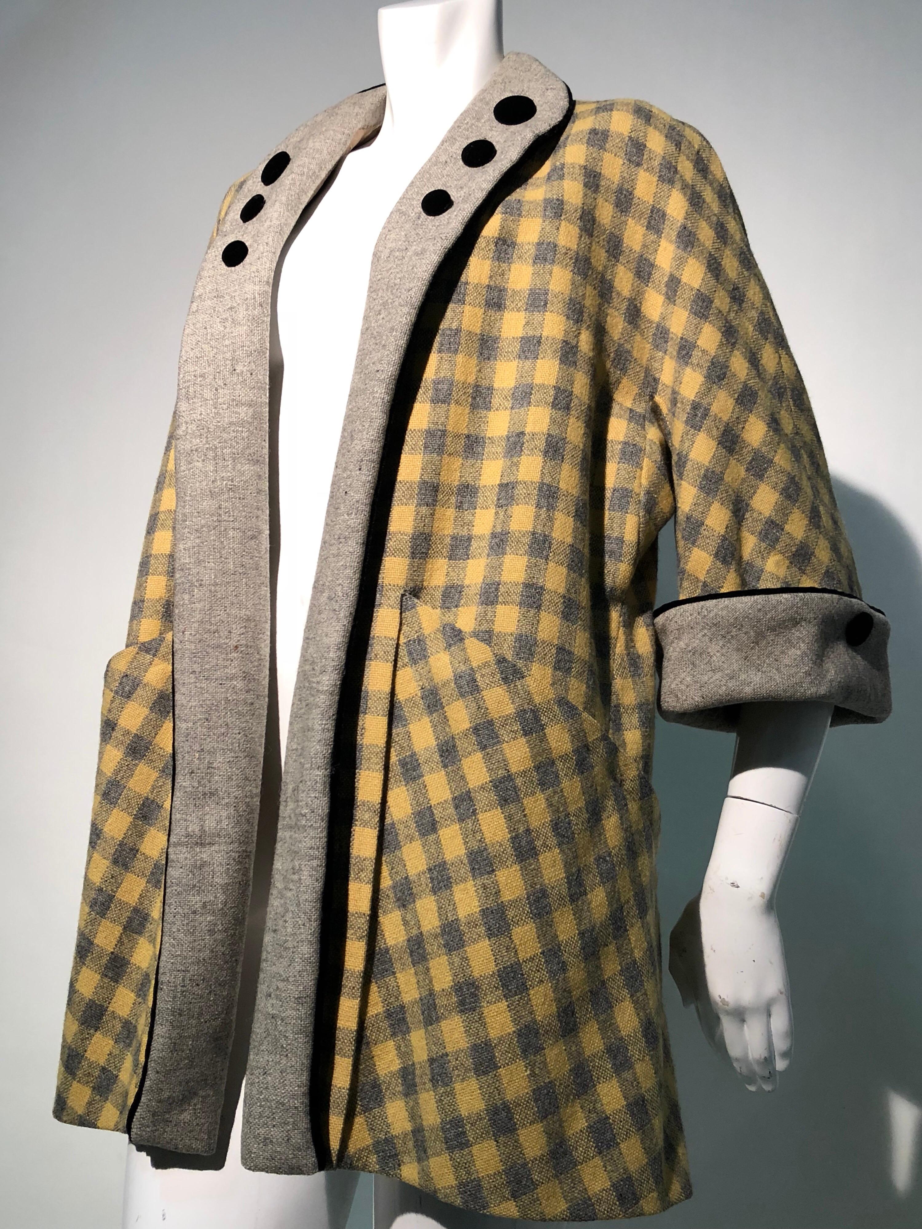 yellow plaid wool coat