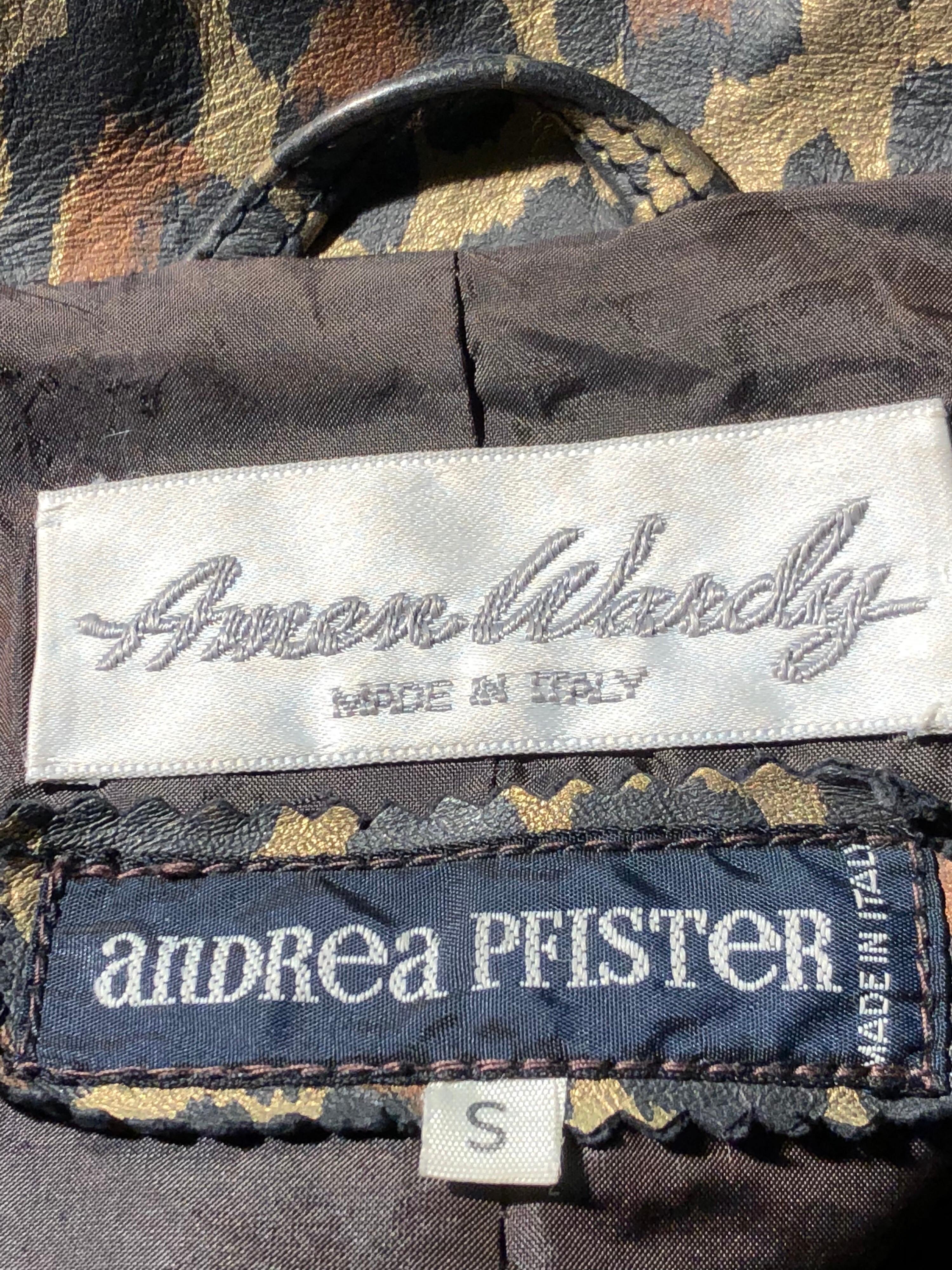 1980s Andrea Pfister Metallic Leopard Print Leather Bomber Jacket 11