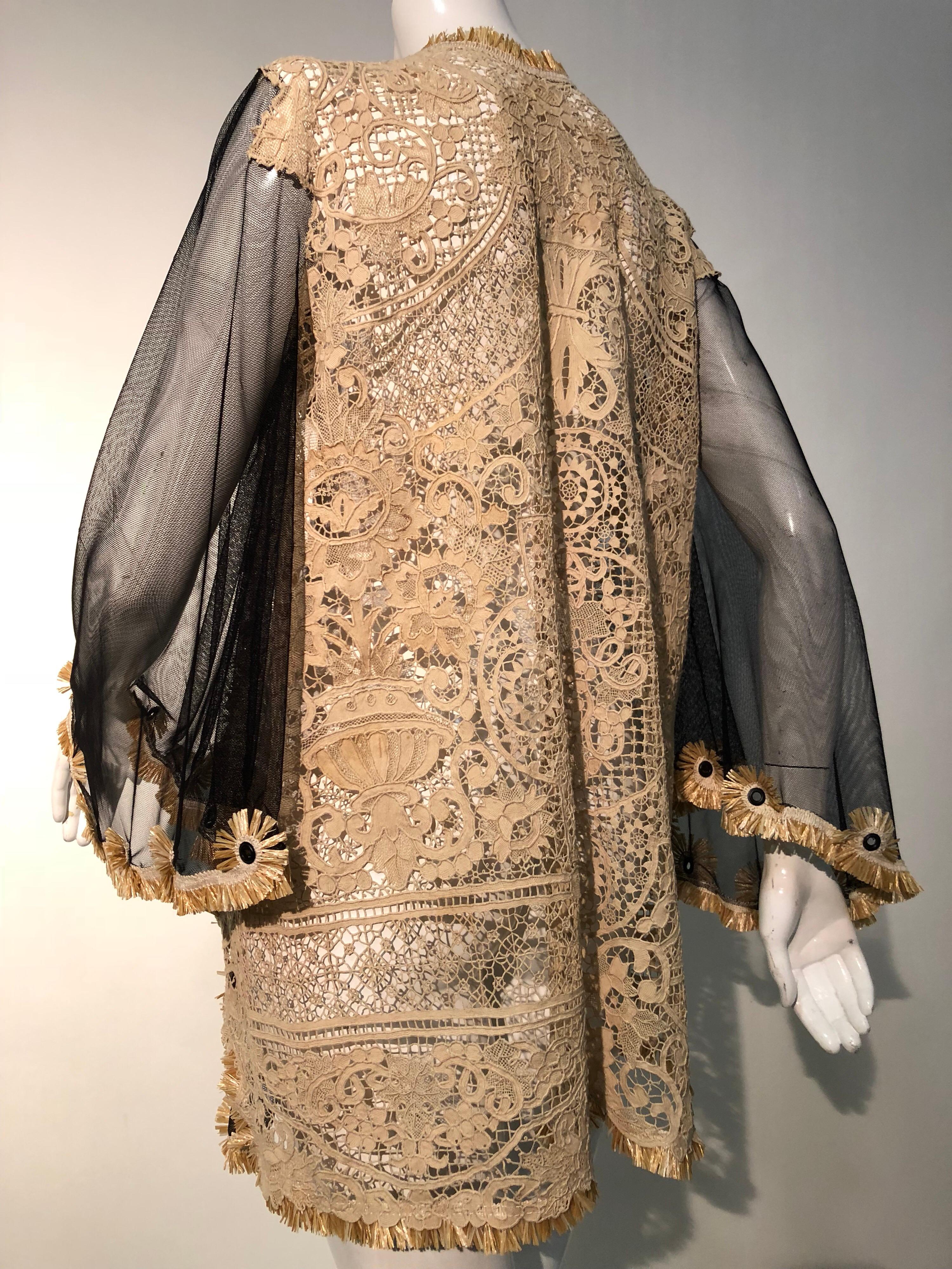 Torso Creations Veste d'inspiration victorienne avec filet de dentelle antique et garniture en rafia Pour femmes en vente