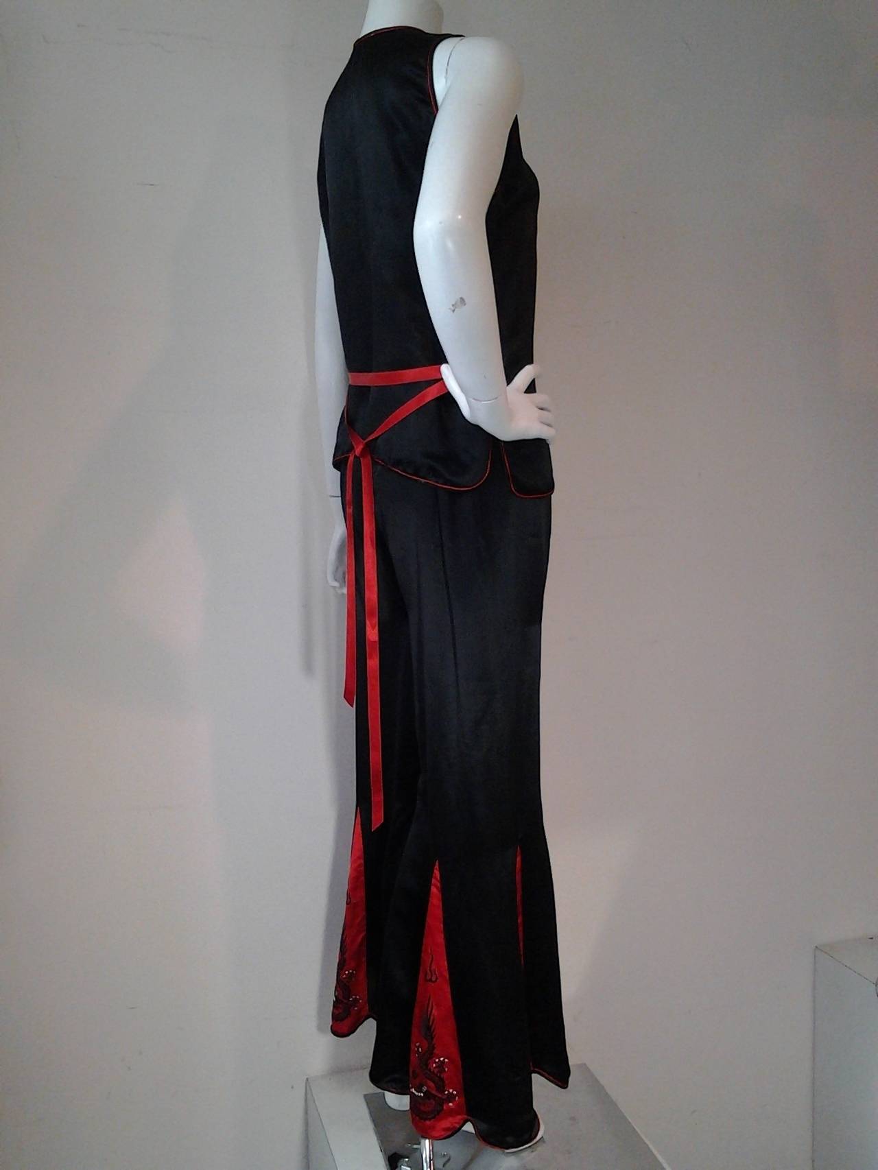 1930s Red and Black Silk 